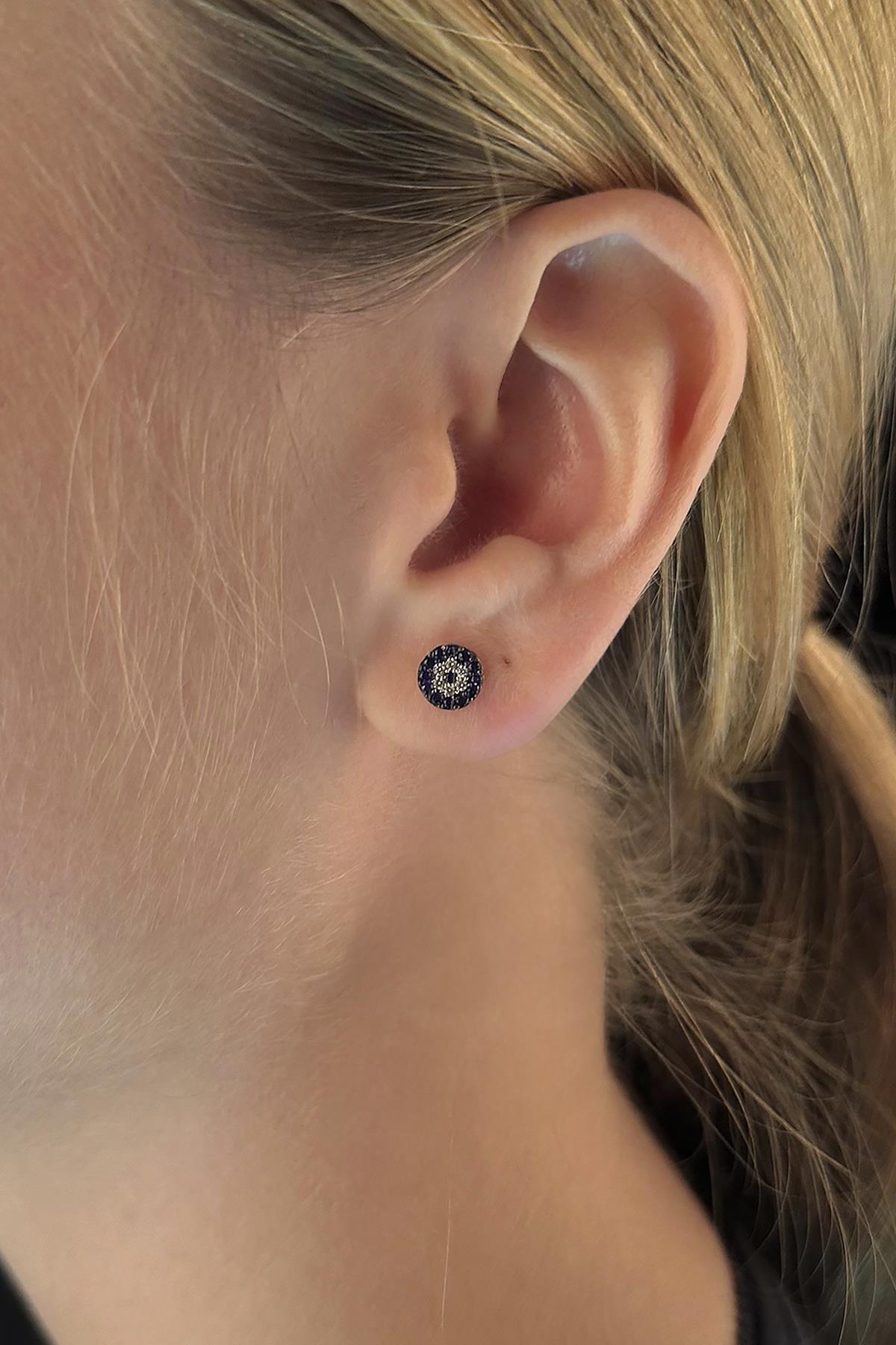 14K Gold Evil Eye Stud Earrings