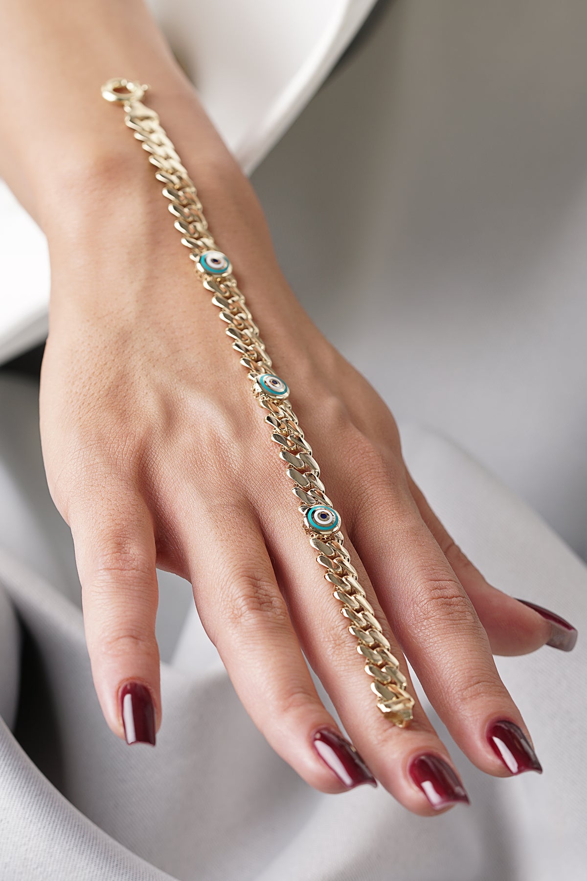 14K Gold Eye Detail Gourmet Bracelet