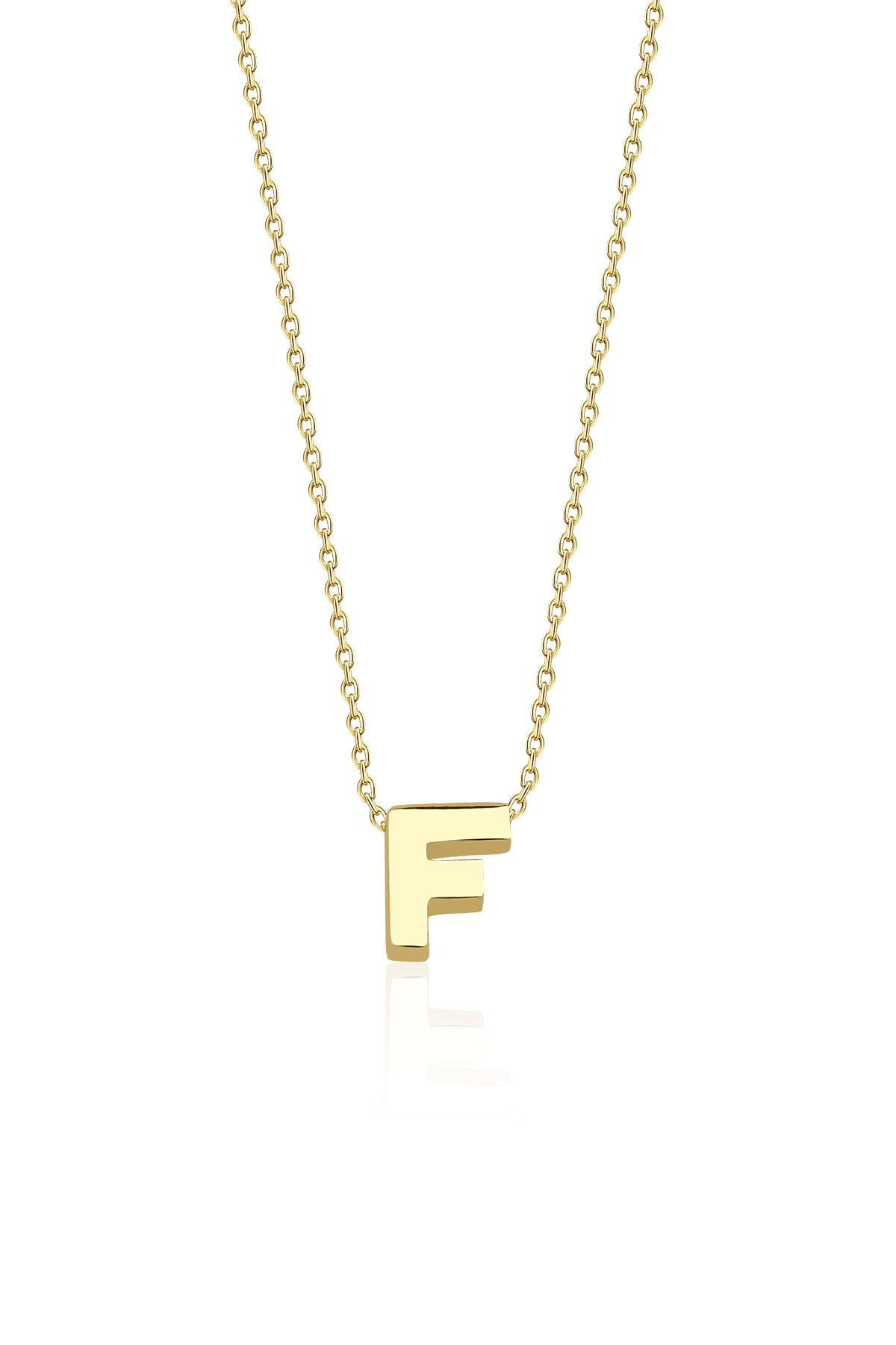 14K Gold F Initial Necklace