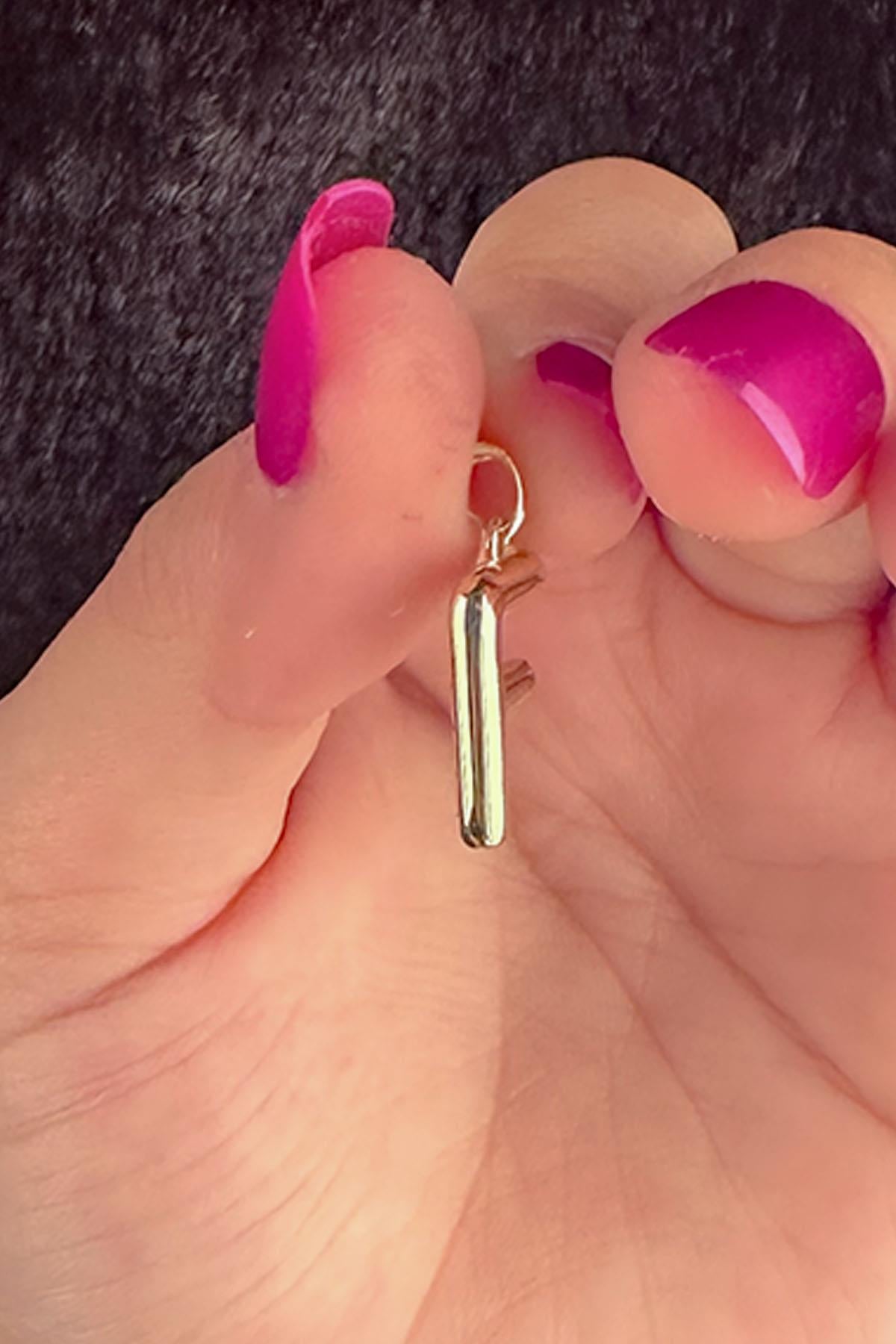 14K Solid Gold F Letter Charm
