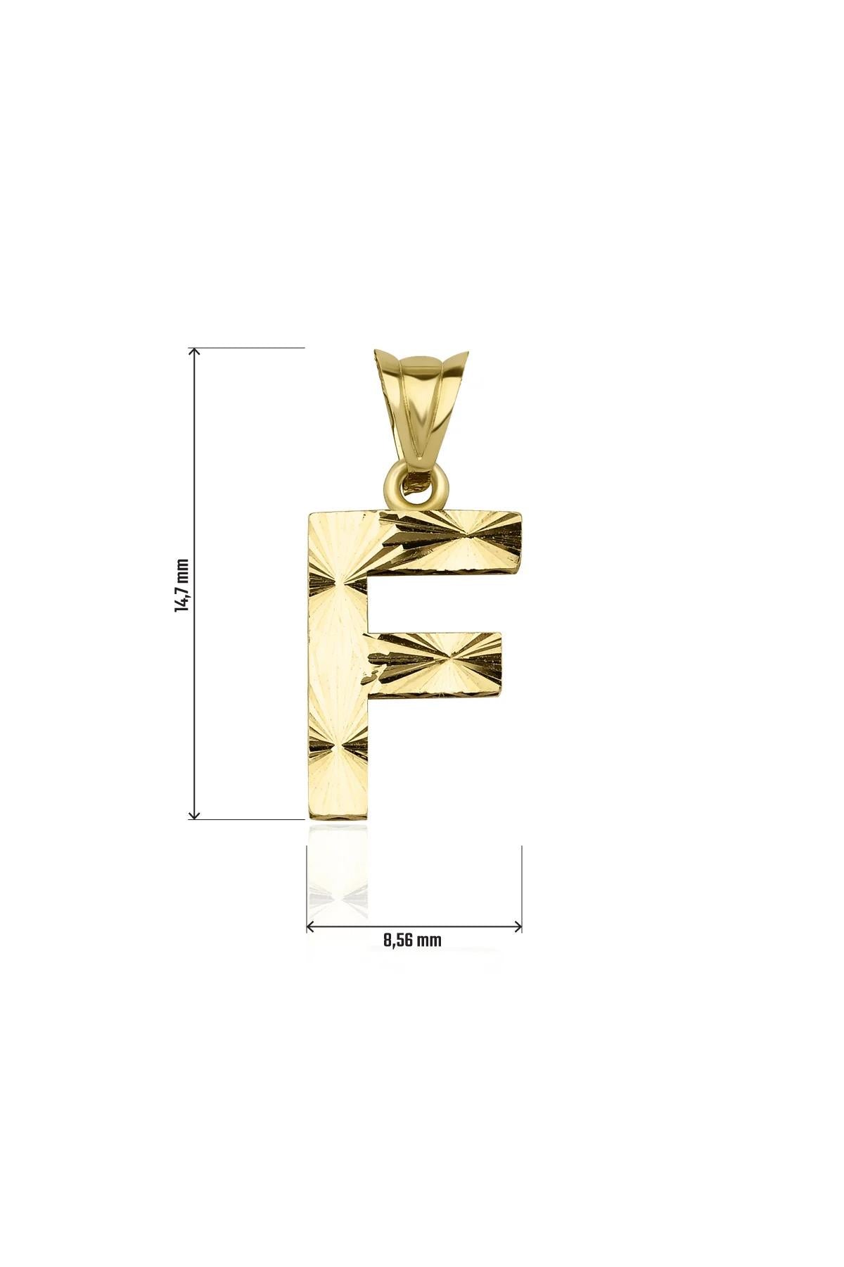 14K Gold F Letter Mini Shine Pendant