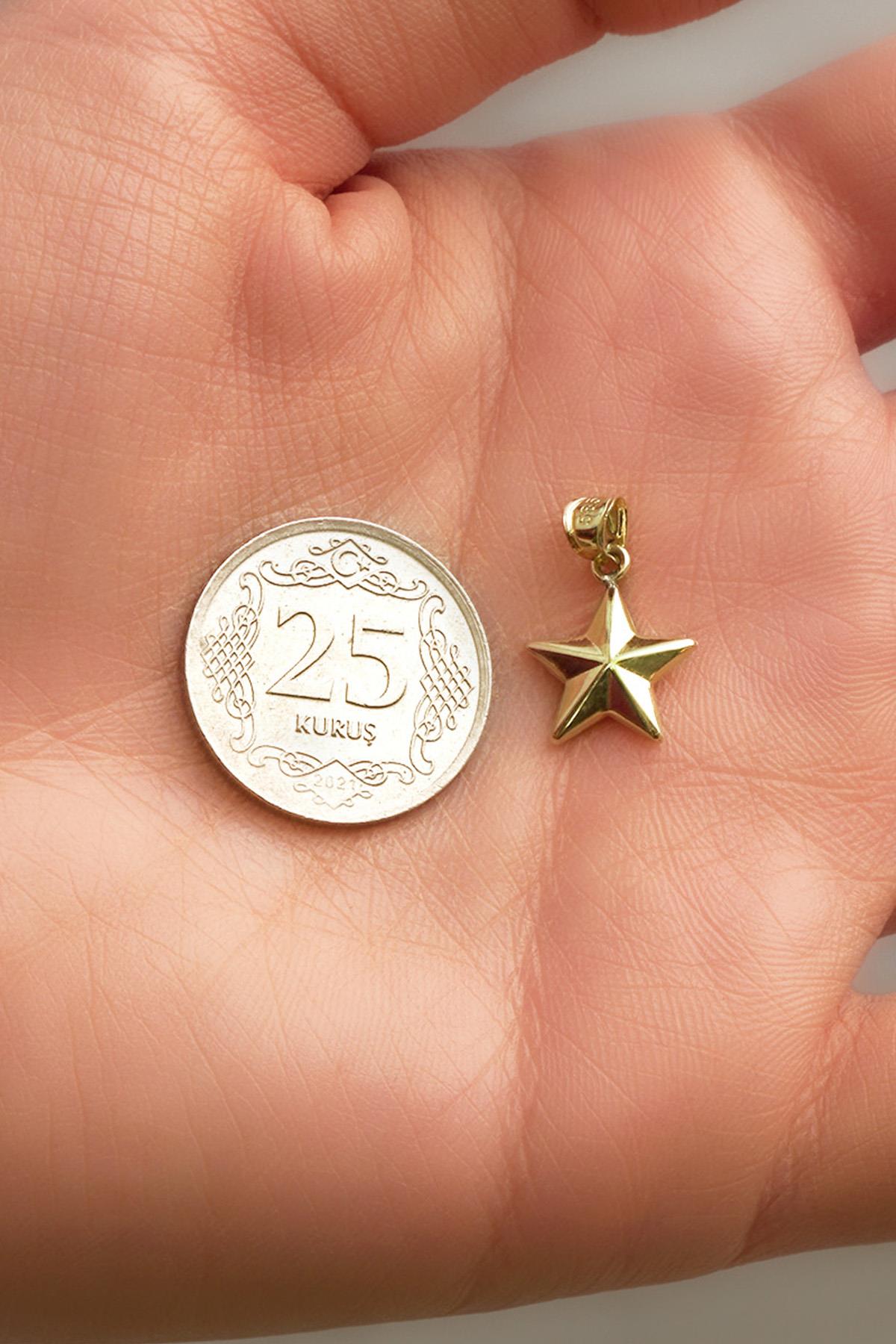 14K Gold Faceted Star Pendant