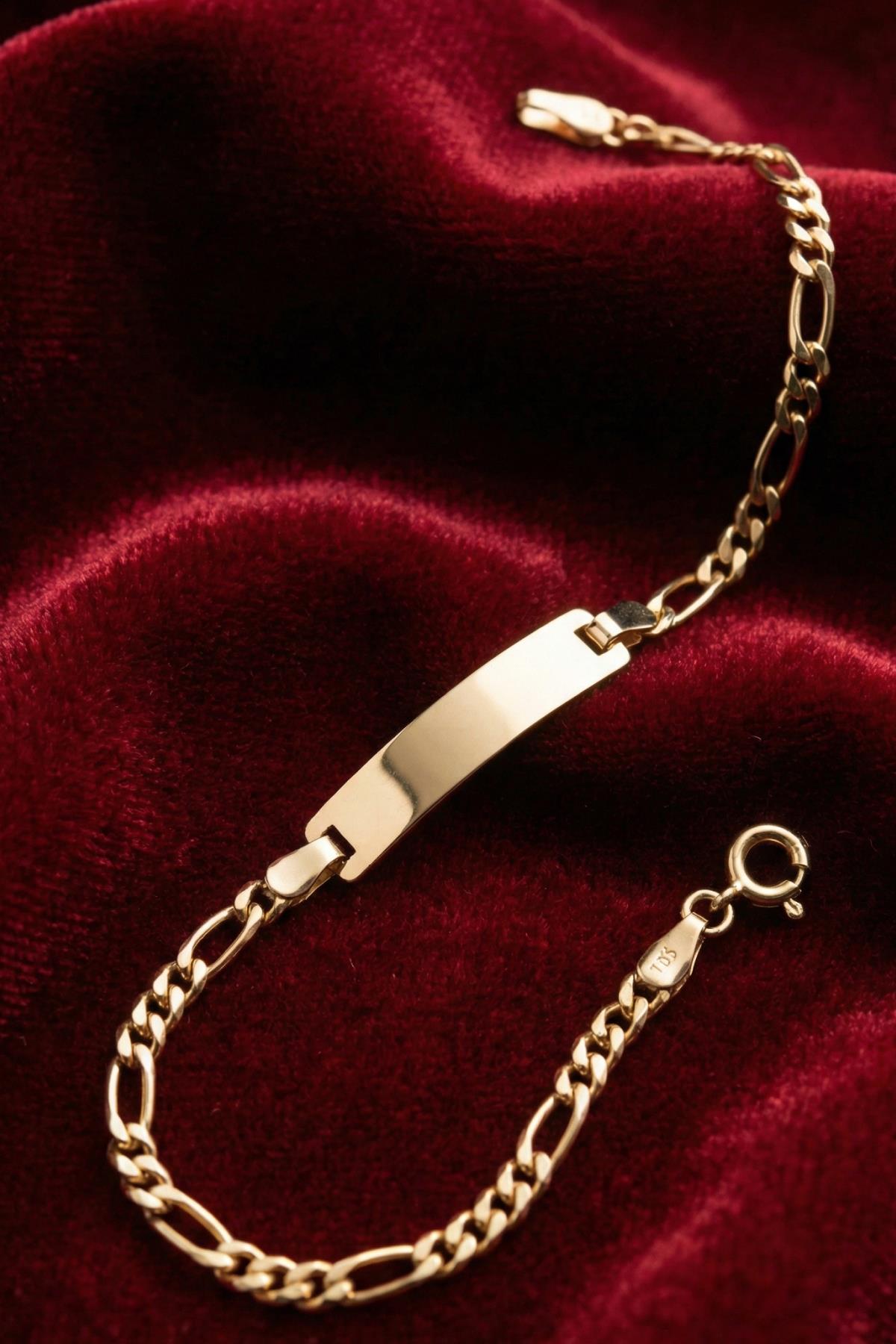 14K Gold Figaro Baby ID Bracelet