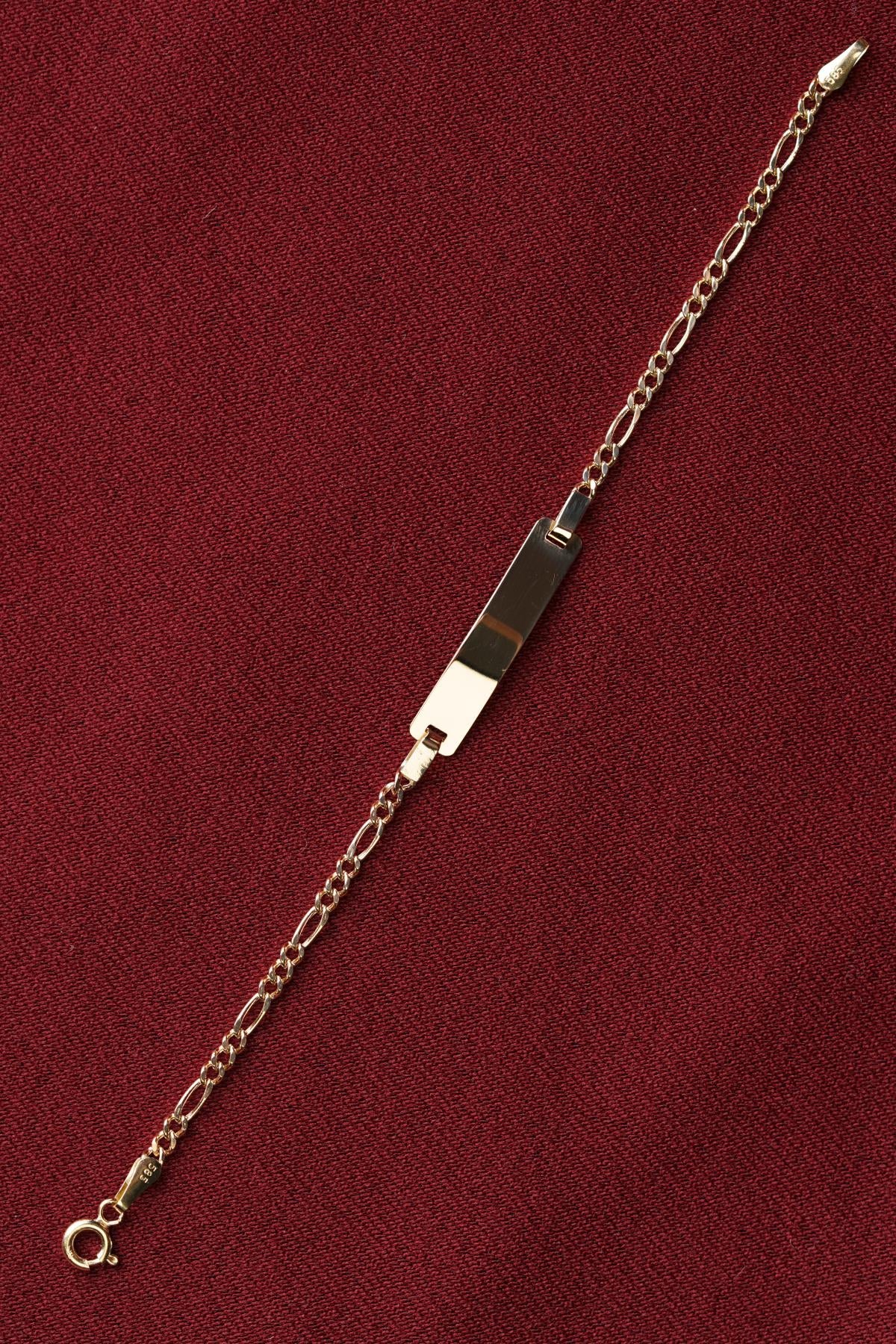 14K Gold Figaro Baby ID Bracelet