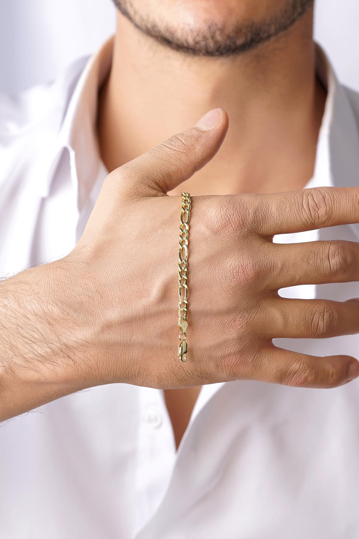 14K Solid Gold Figaro Bracelet 0.163 inch