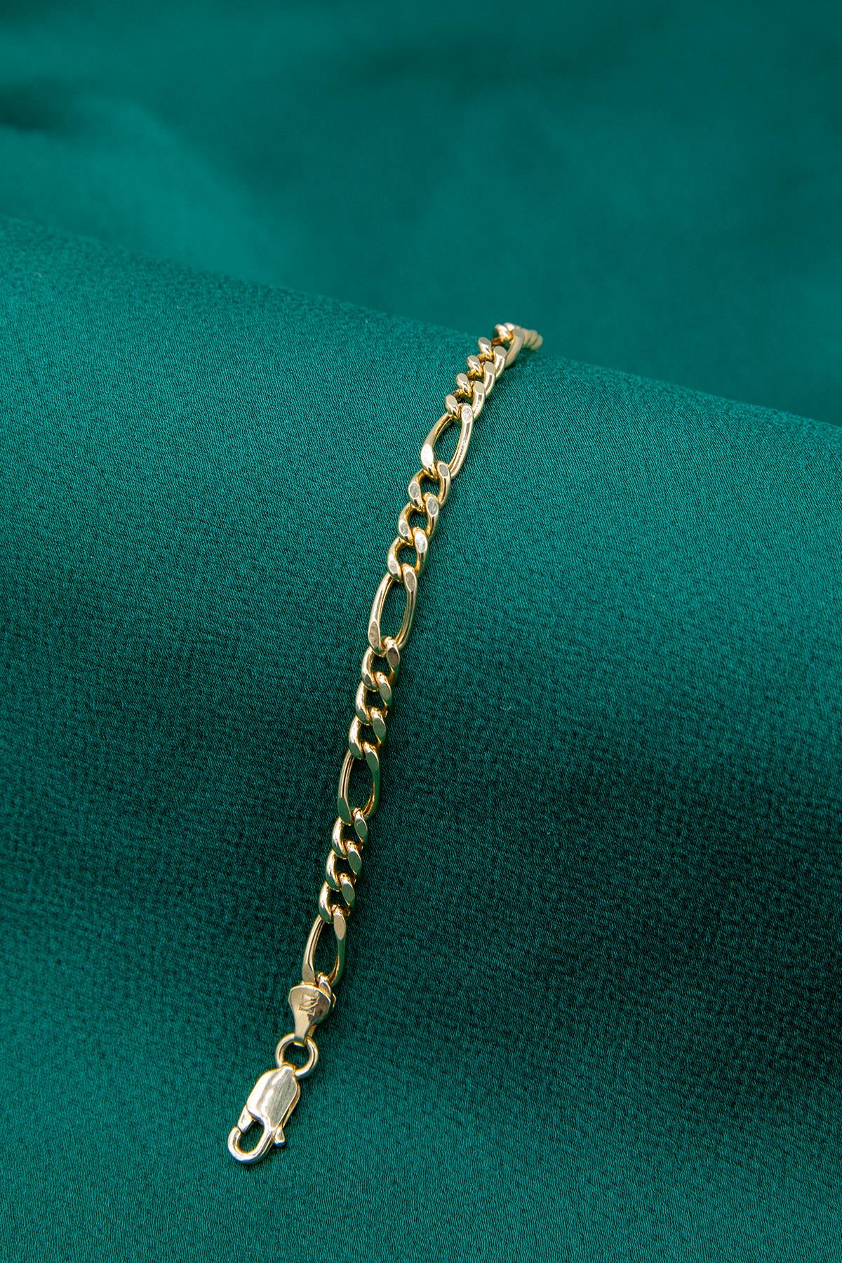 14K Gold Figaro Bracelet 0.163 inch