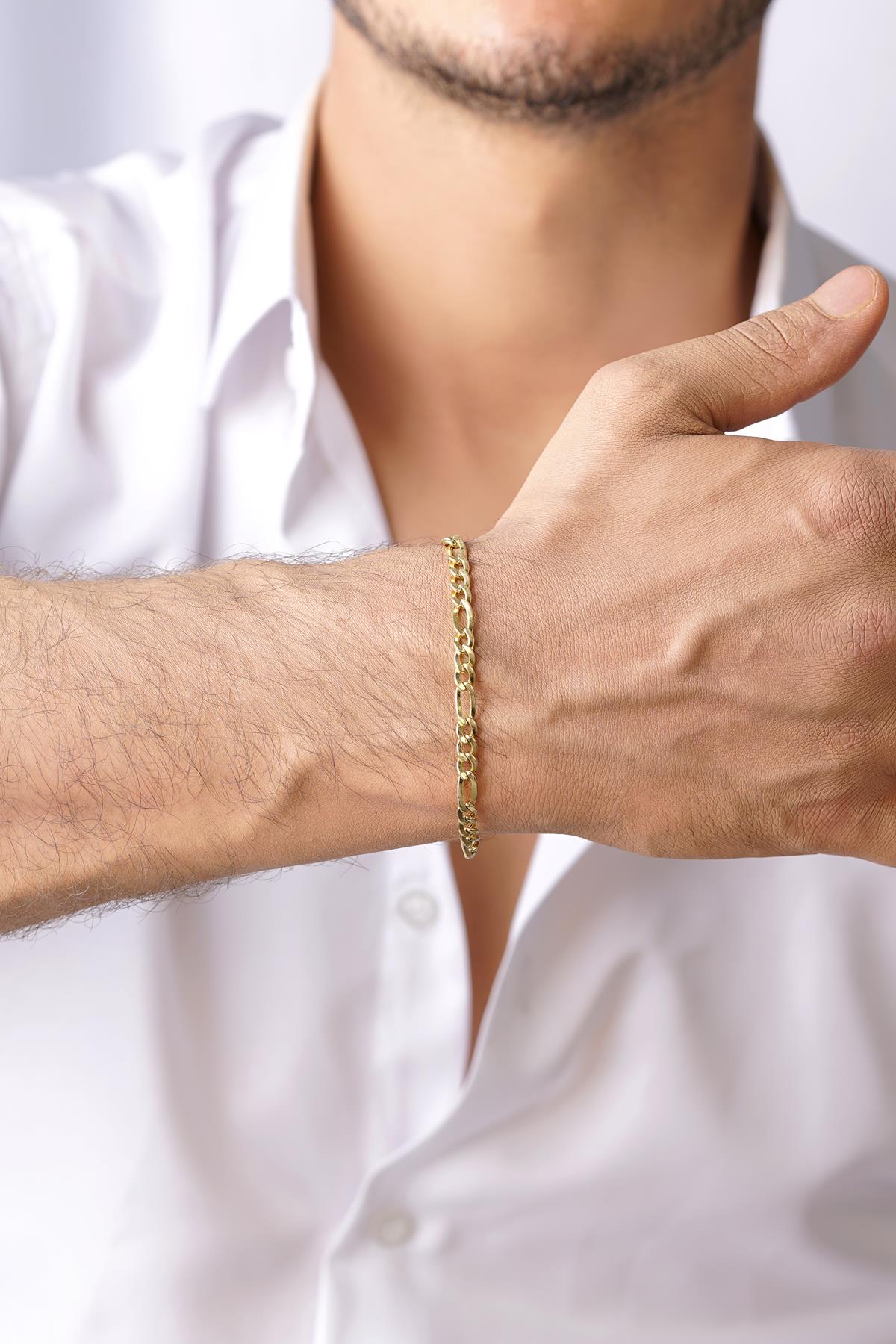 14K Gold Figaro Bracelet 0.163 inch