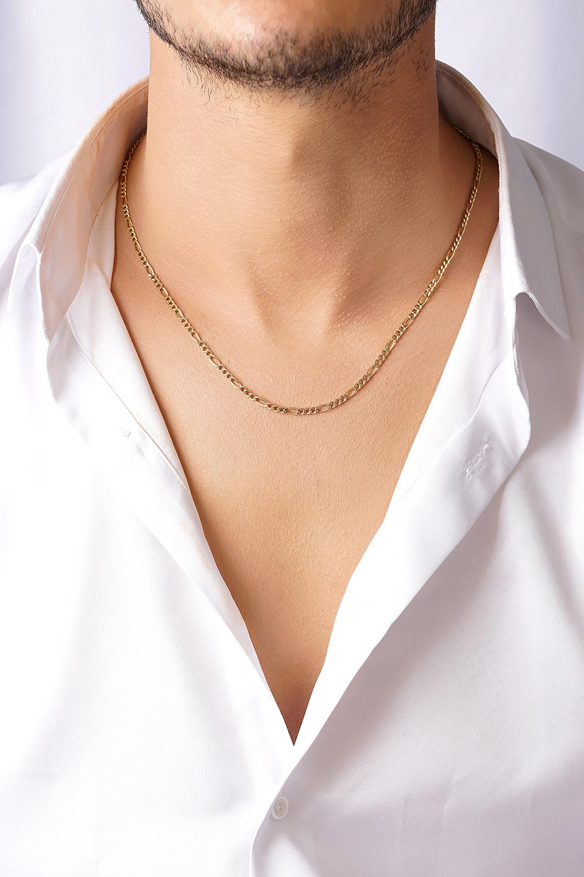 14K Solid Gold Figaro Chain 0.110 inch