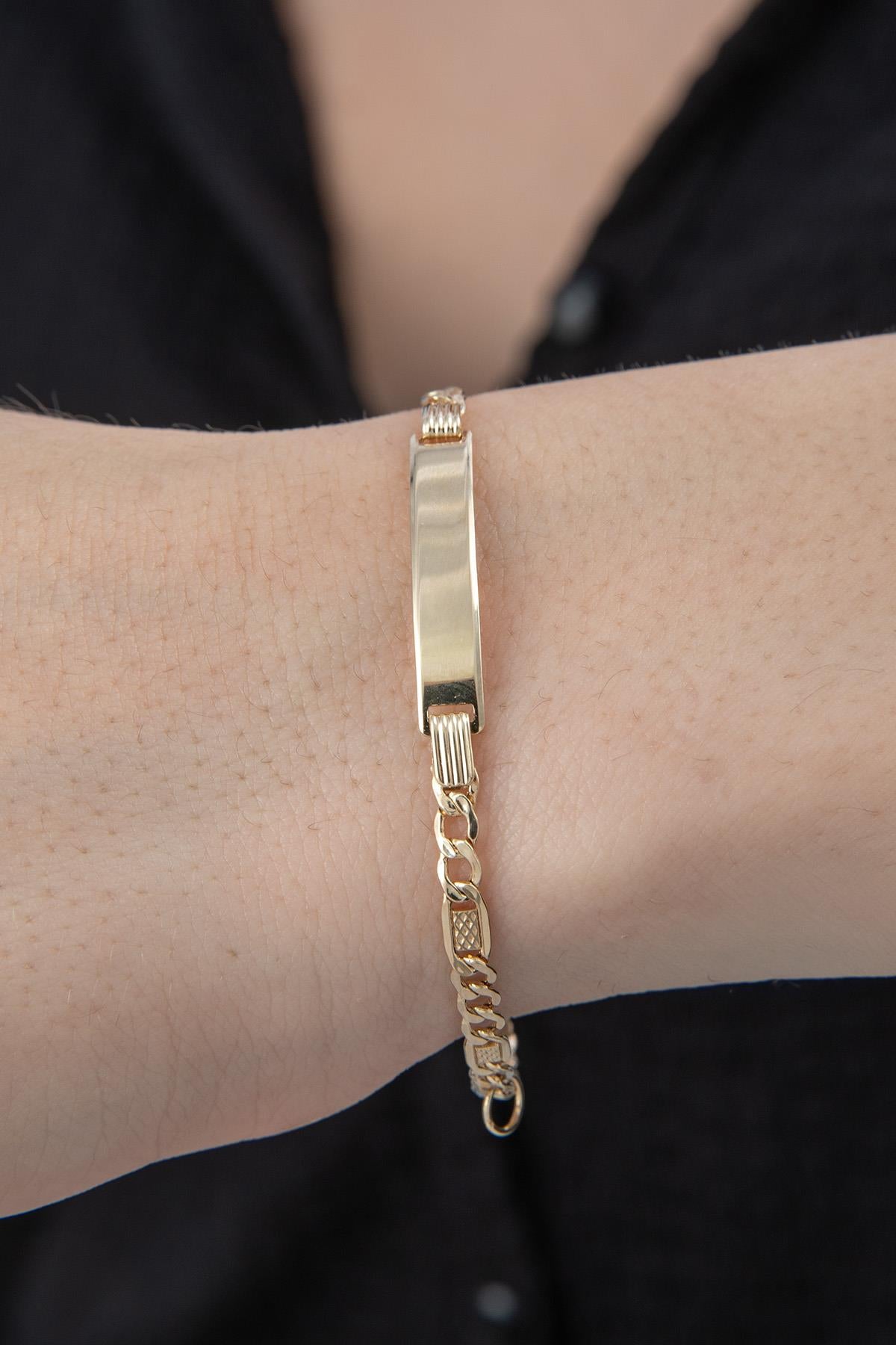 14K Gold Figaro İD Bracelet