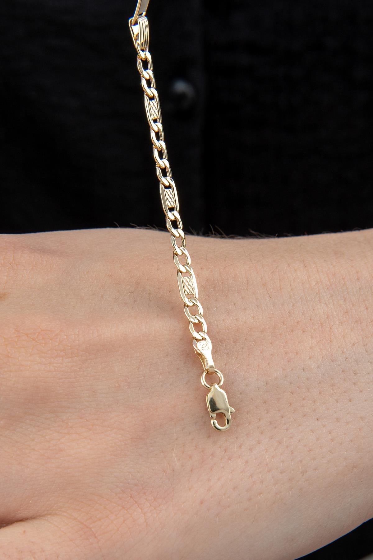 14K Gold Figaro İD Bracelet