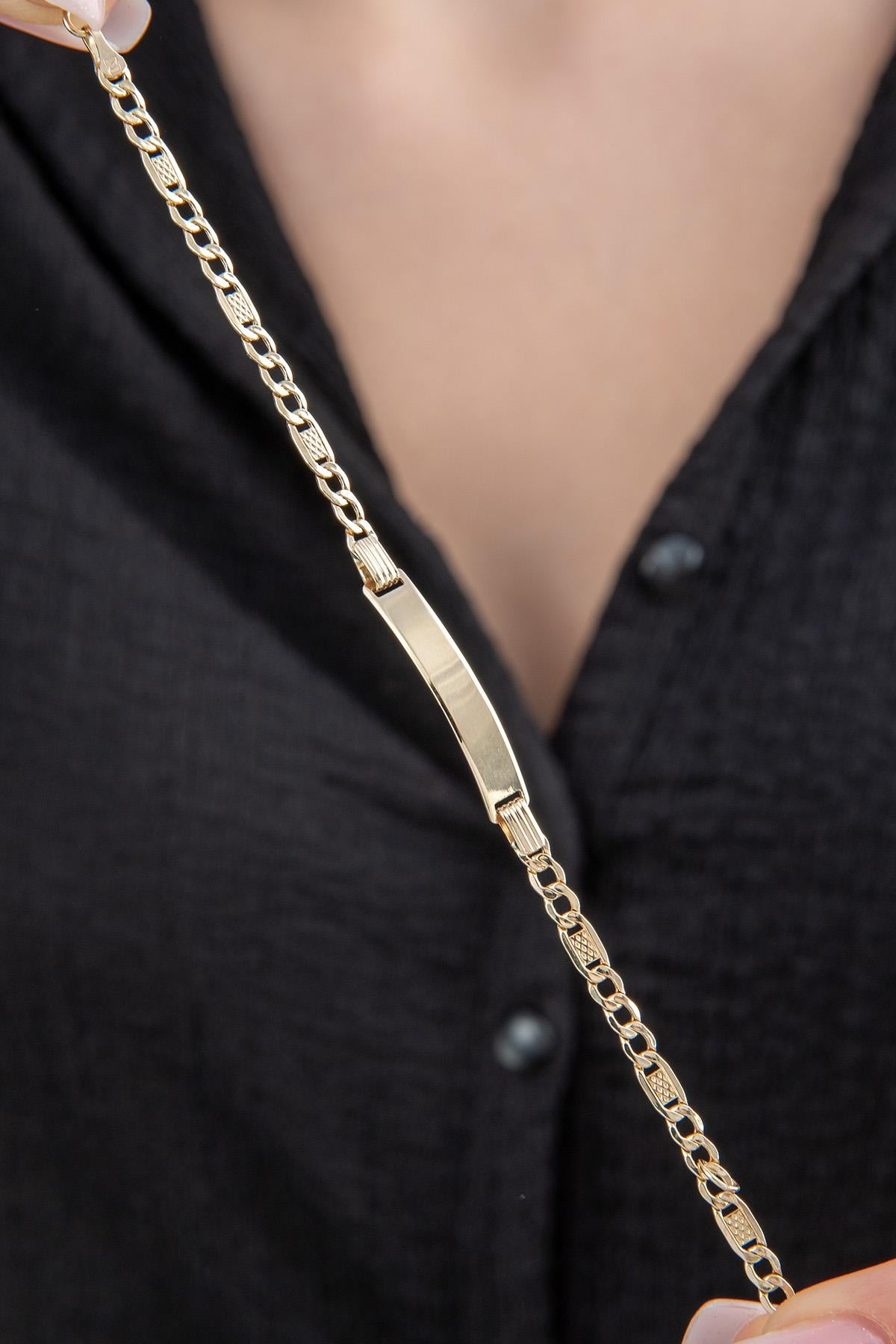 14K Gold Figaro İD Bracelet
