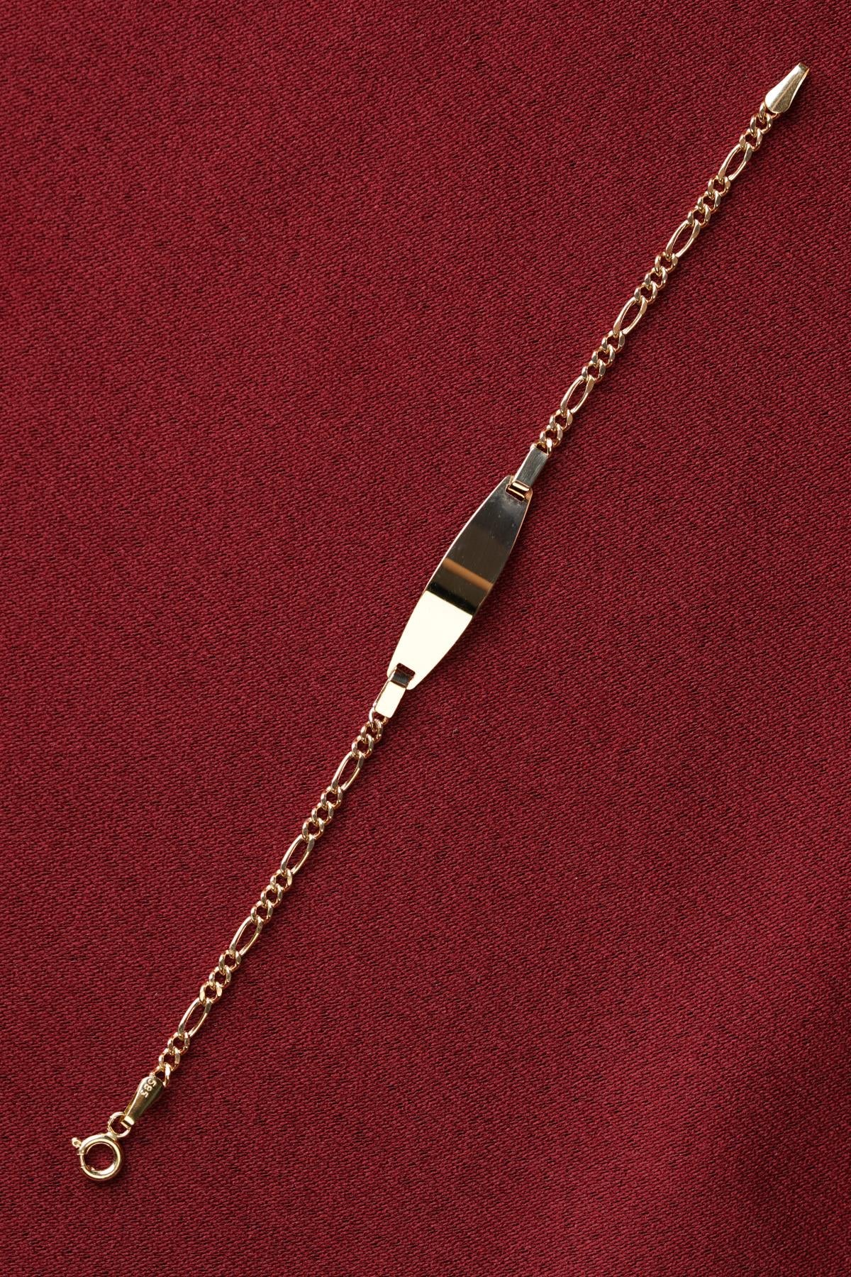 14K Gold Figaro Oval Baby ID Bracelet