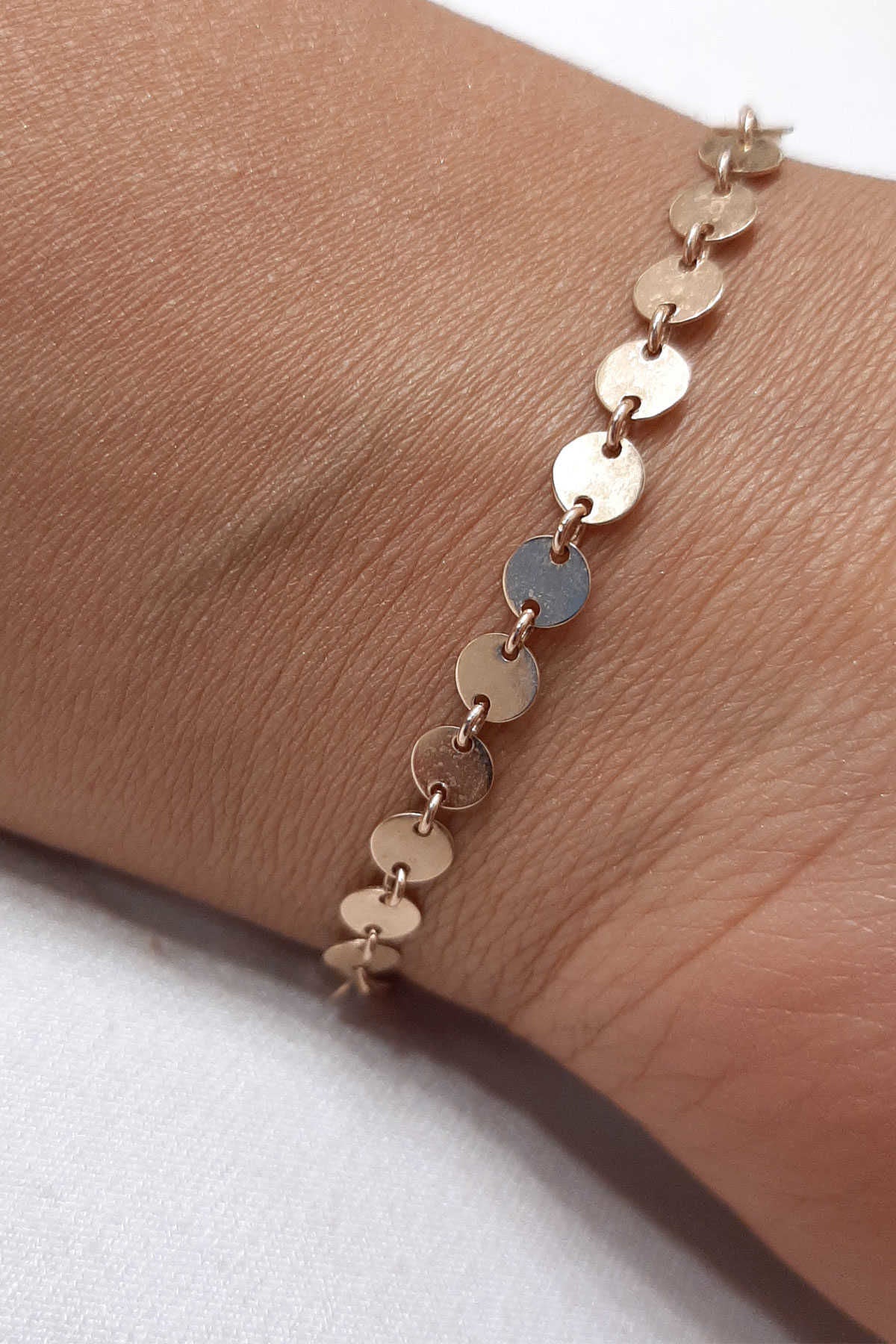 14K Gold Filled Sequin Disc Chain Bracelet 2