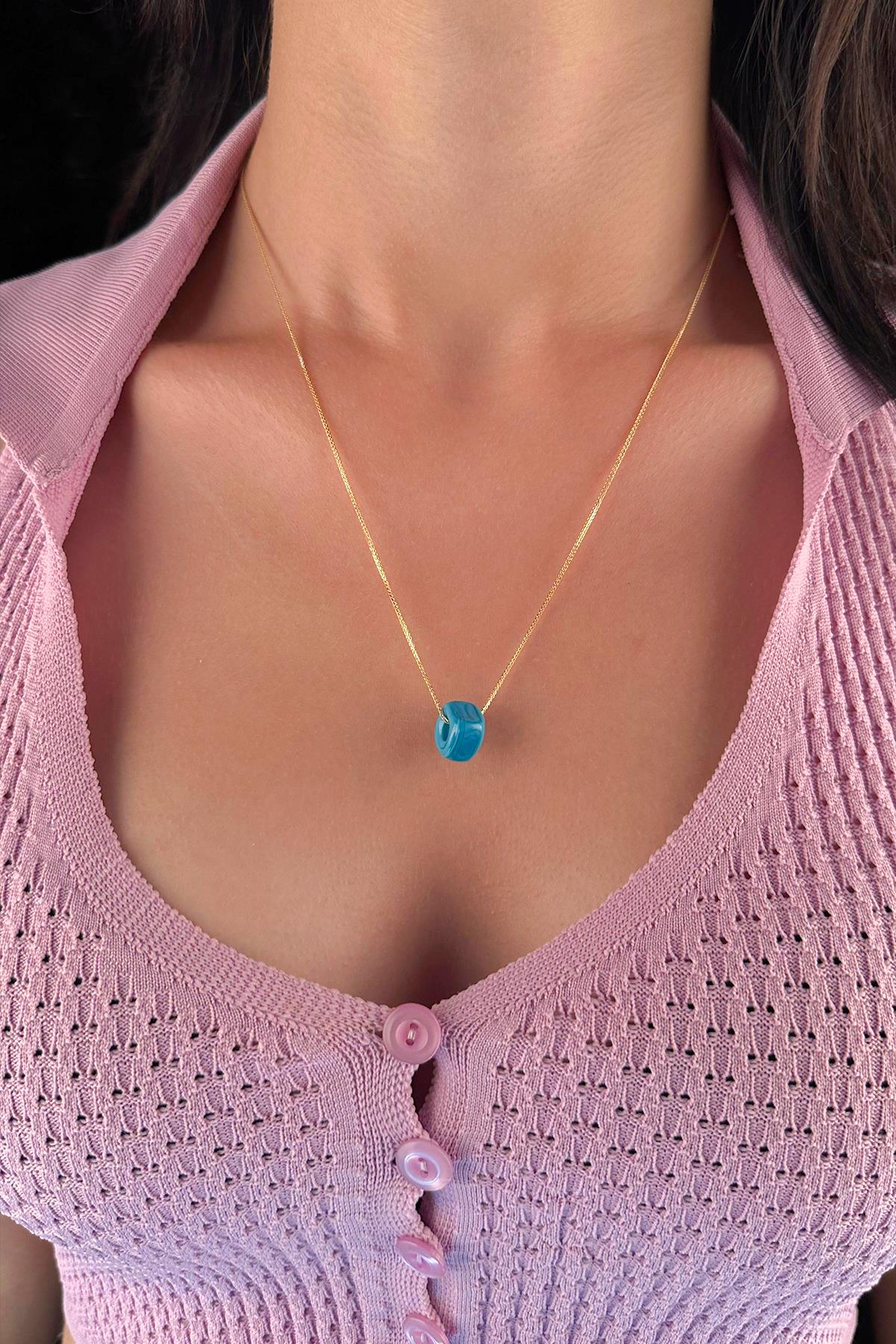 14K Gold Fine Foxtail Blue Box Necklace