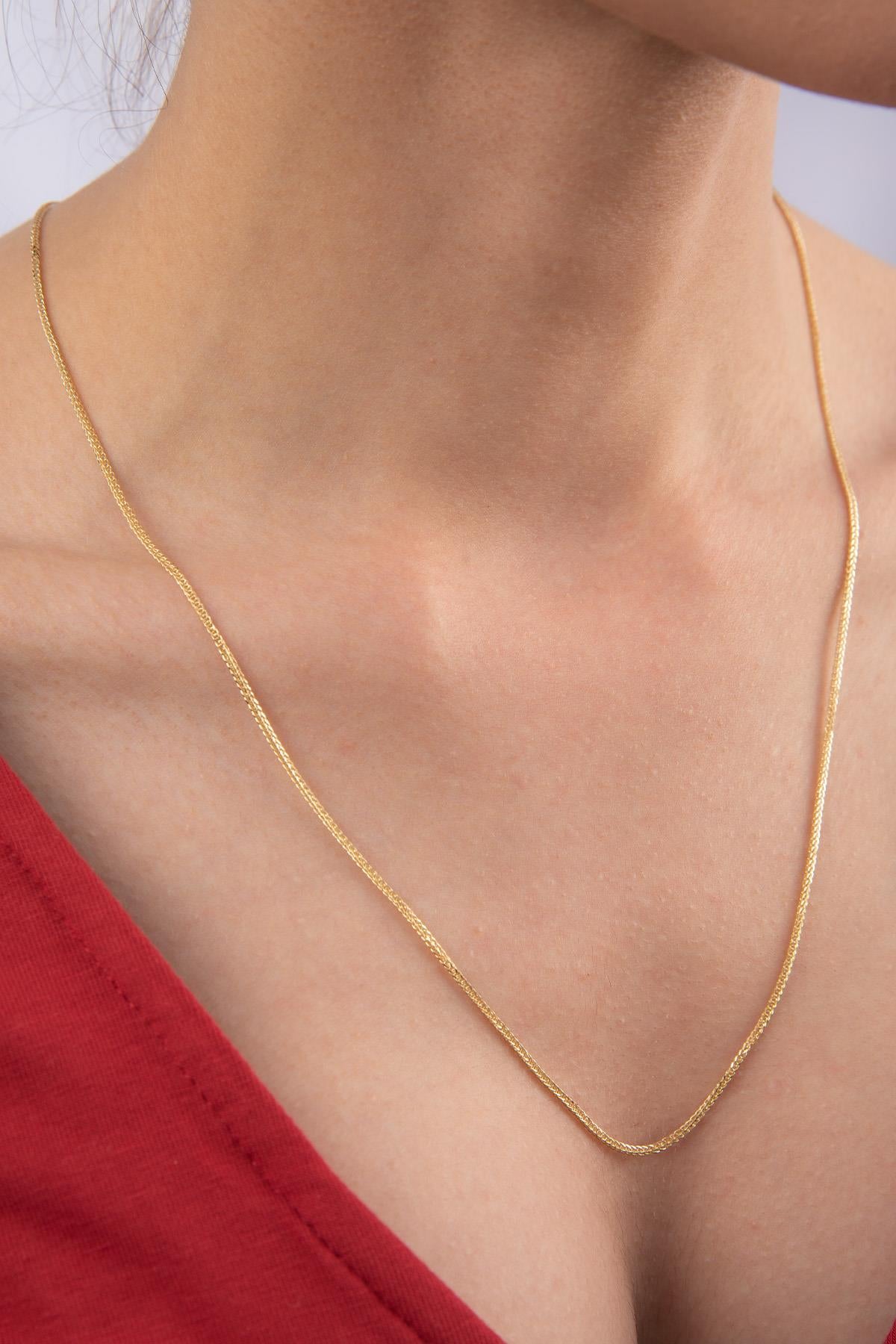 14K Gold Fine Foxtail Necklace 0.041 inch