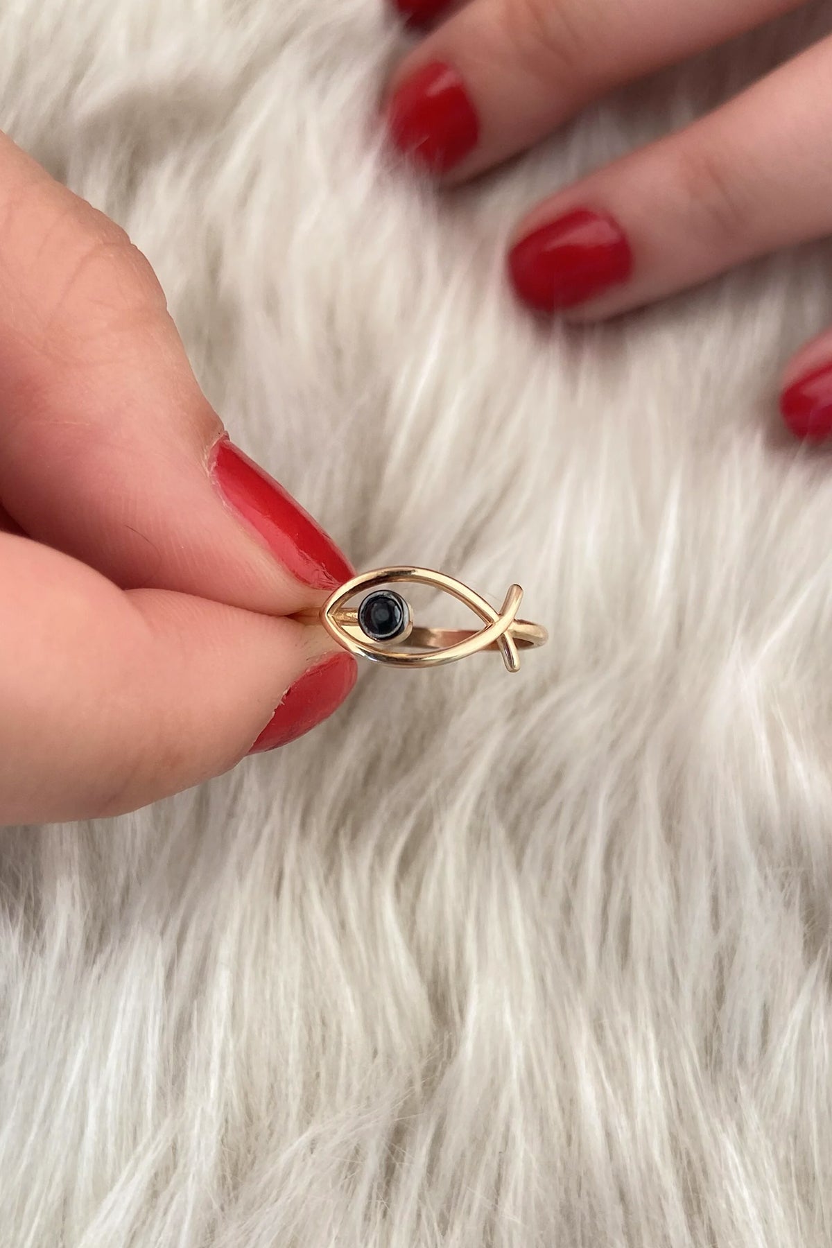 14K Gold Fish Ring 1