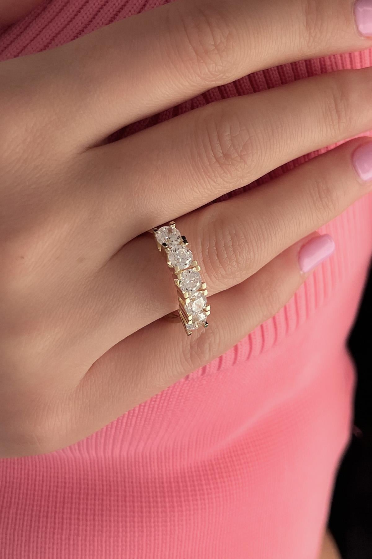 14K Gold Five Stone Ring