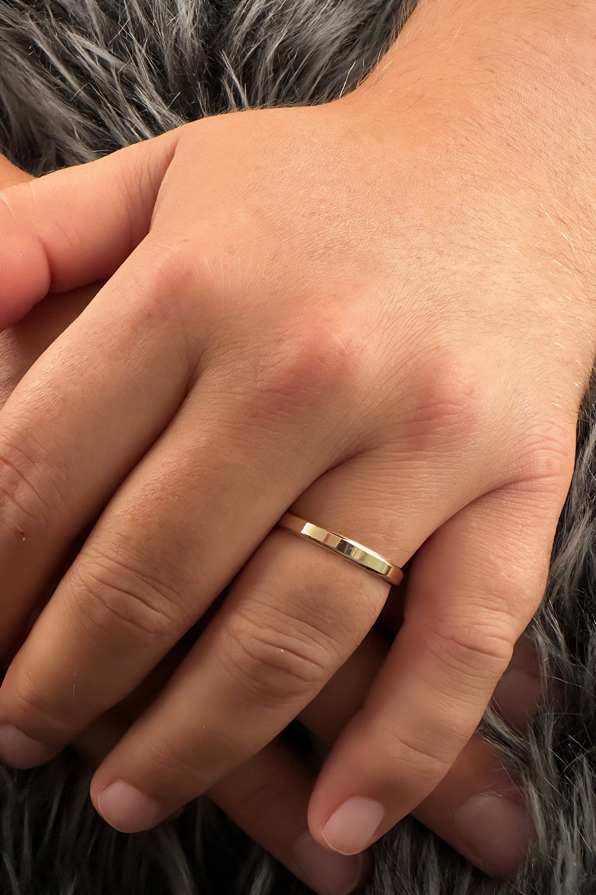 14K Gold Flat Court Shape Man Wedding Ring 0.122 inch