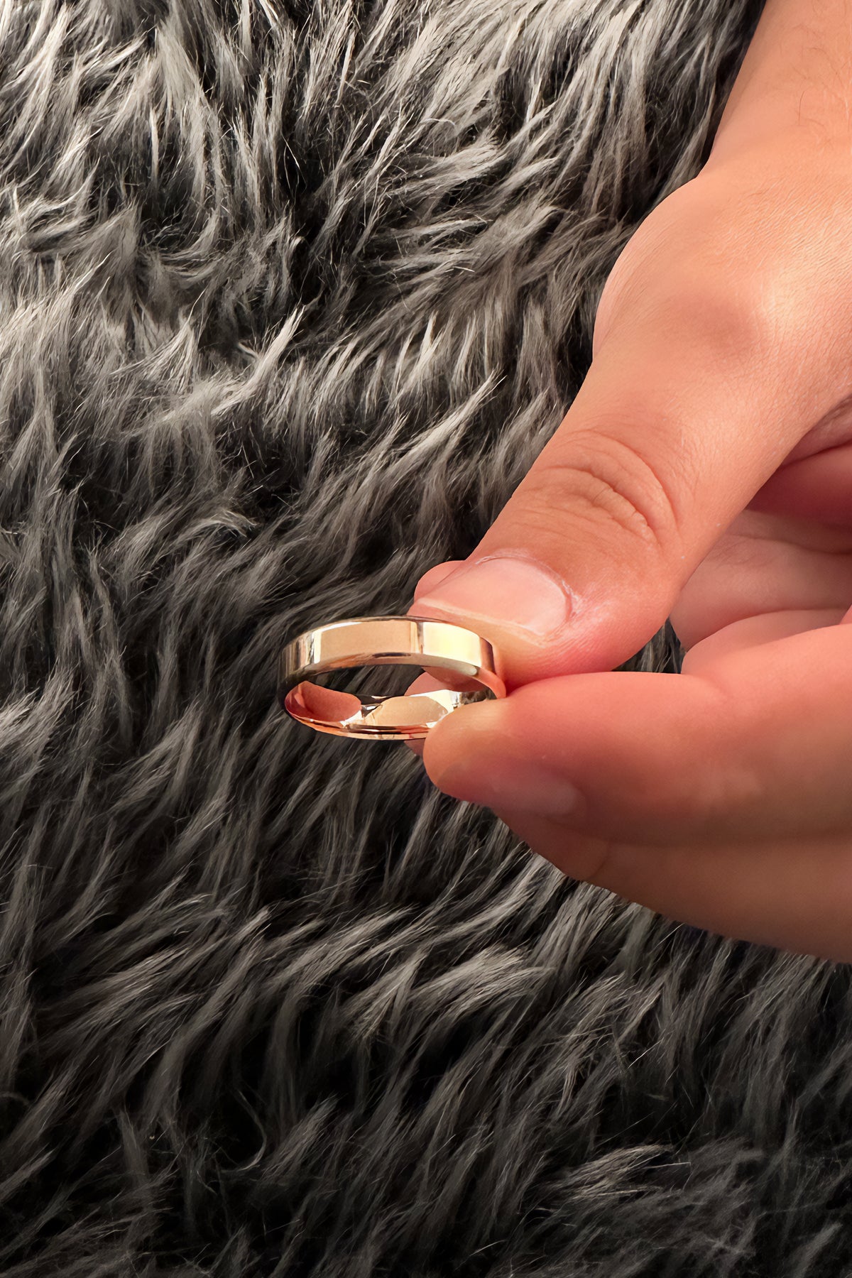 14K Gold Flat Court Shape Man Wedding Ring 0.196 inch