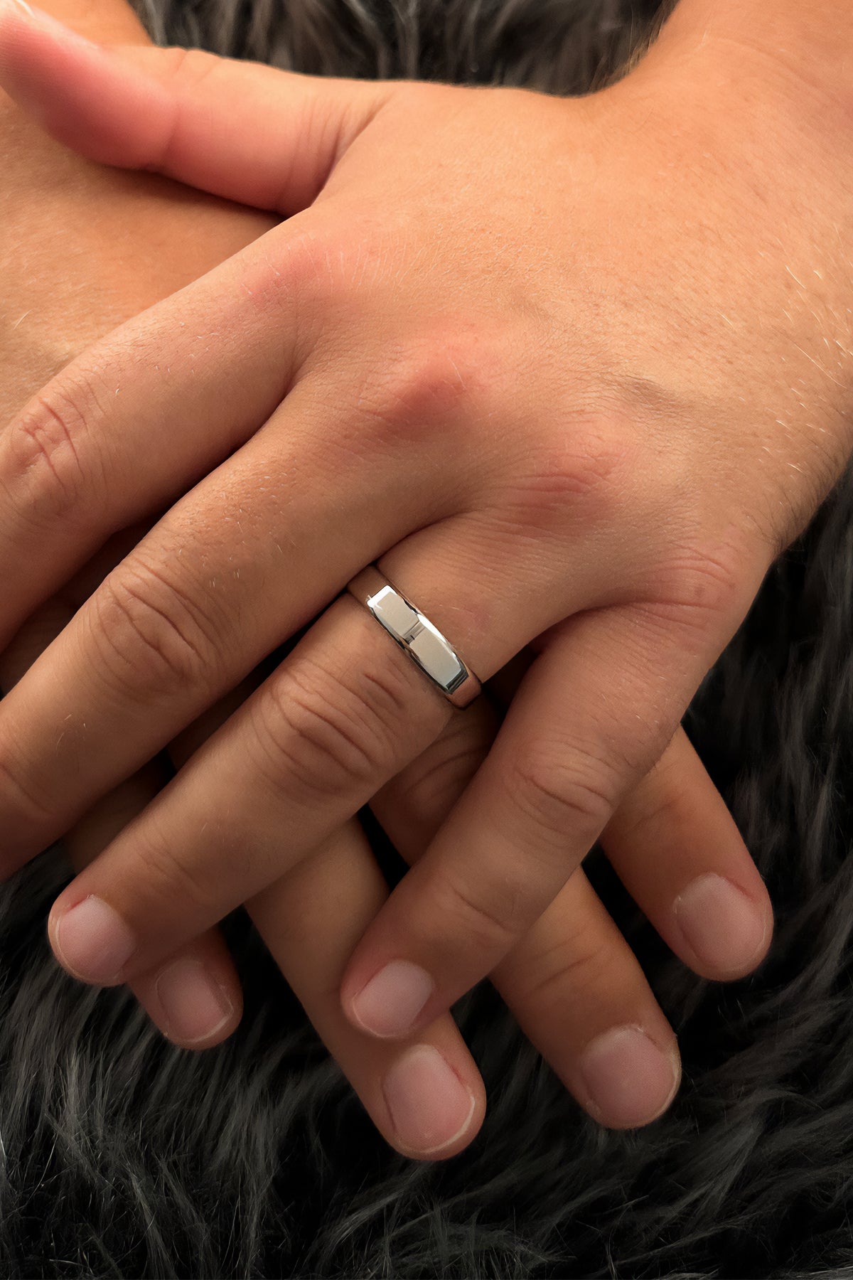 14K Gold Flat Court Shape Man Wedding Ring 0.196 inch