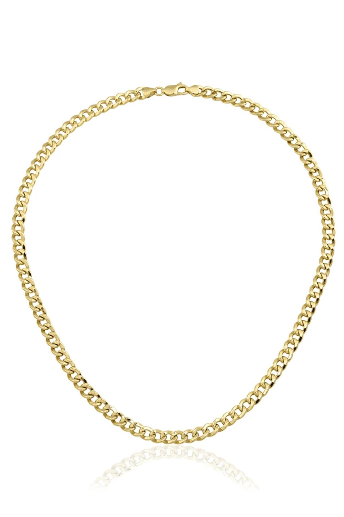 14K Gold Flat Curb Link Necklace