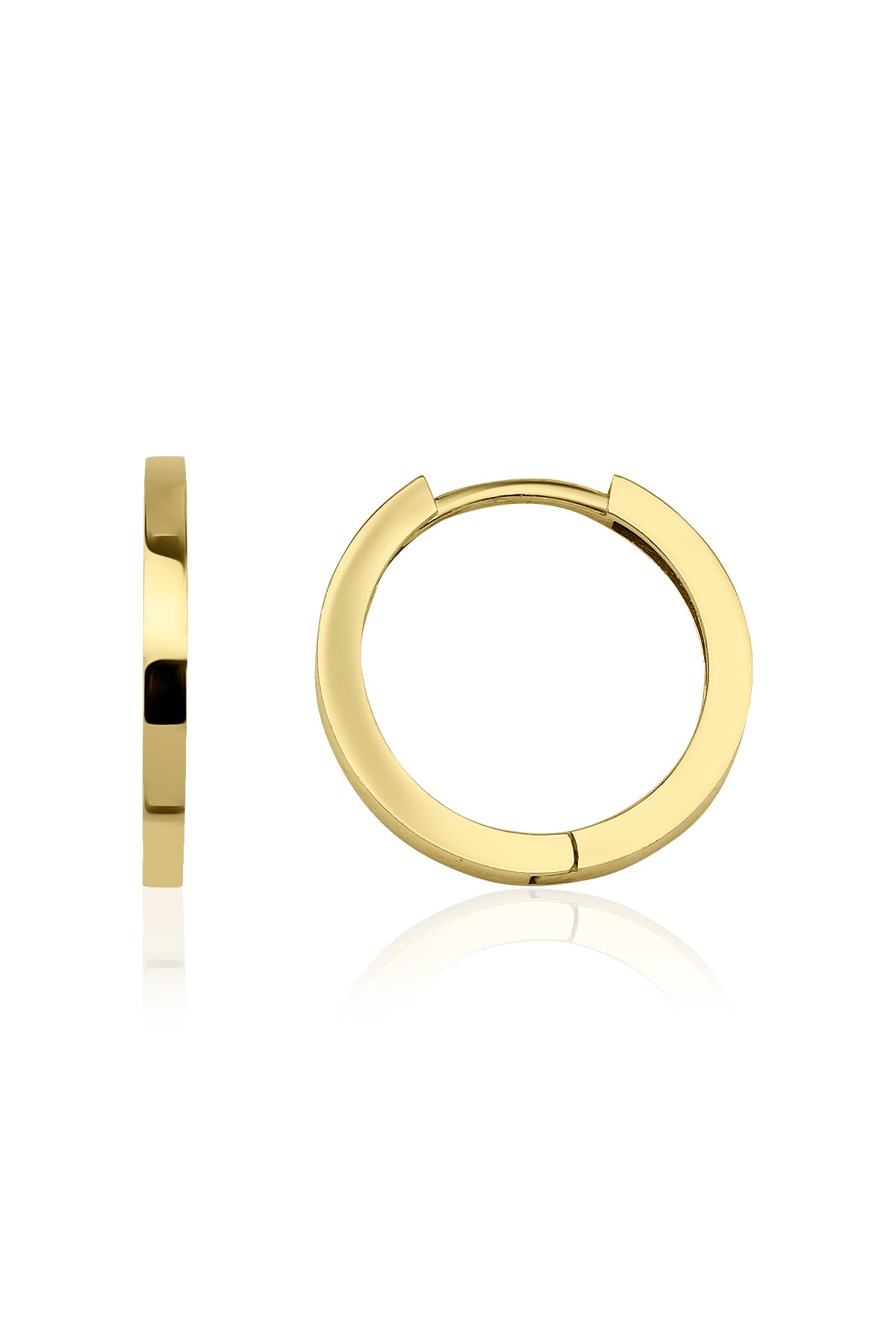 14K Gold Flat Edged Thin Huggie Earrings