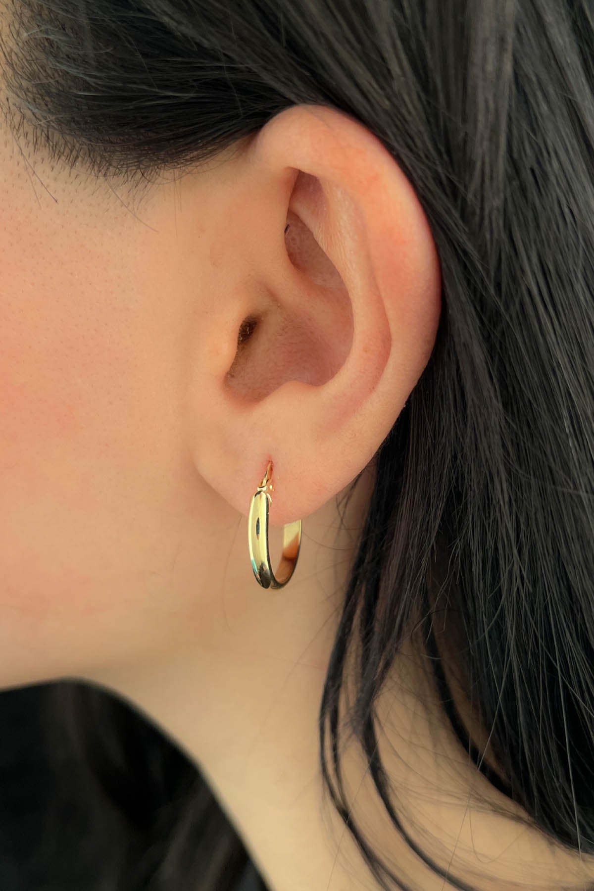14K Gold Flat Hoop Earrings