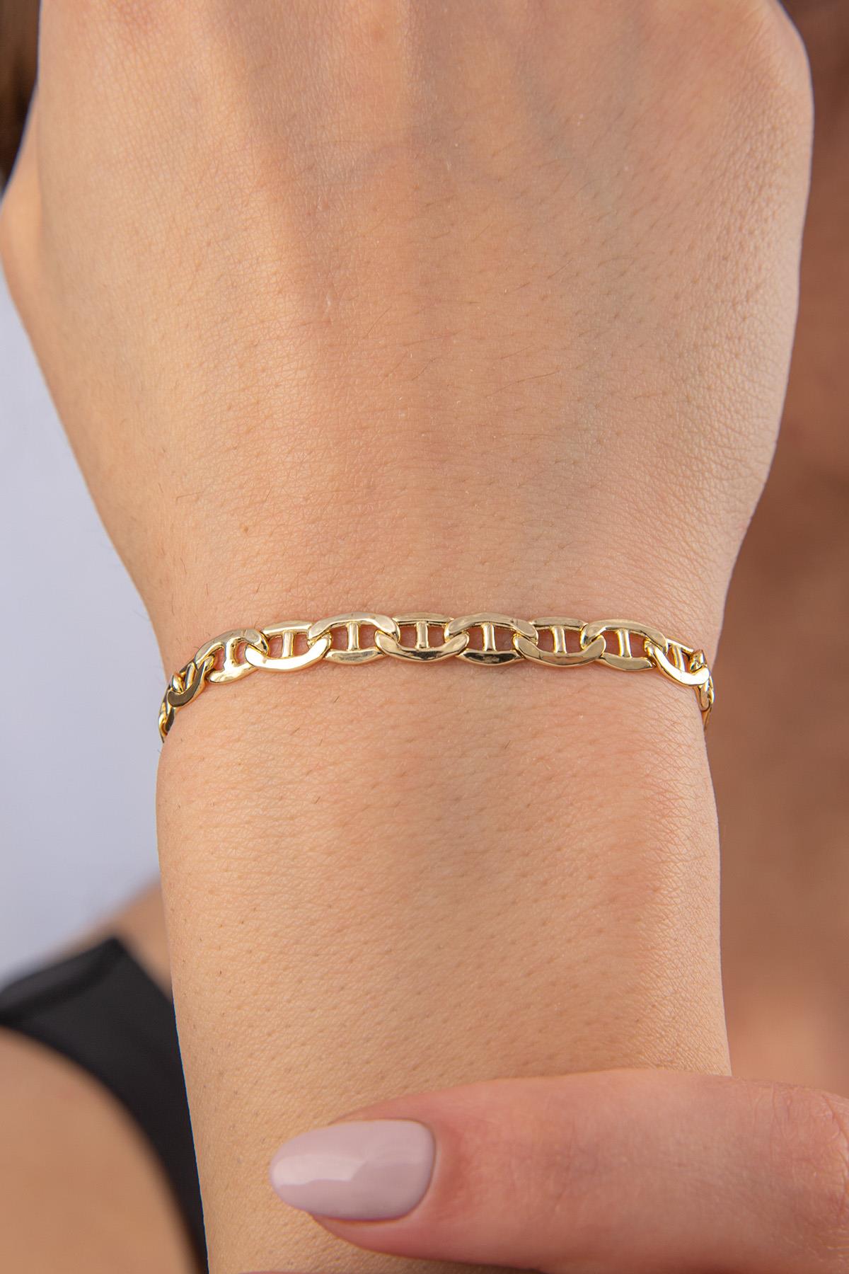 14K Gold Flat Mariner Bracelet 0.196 inch