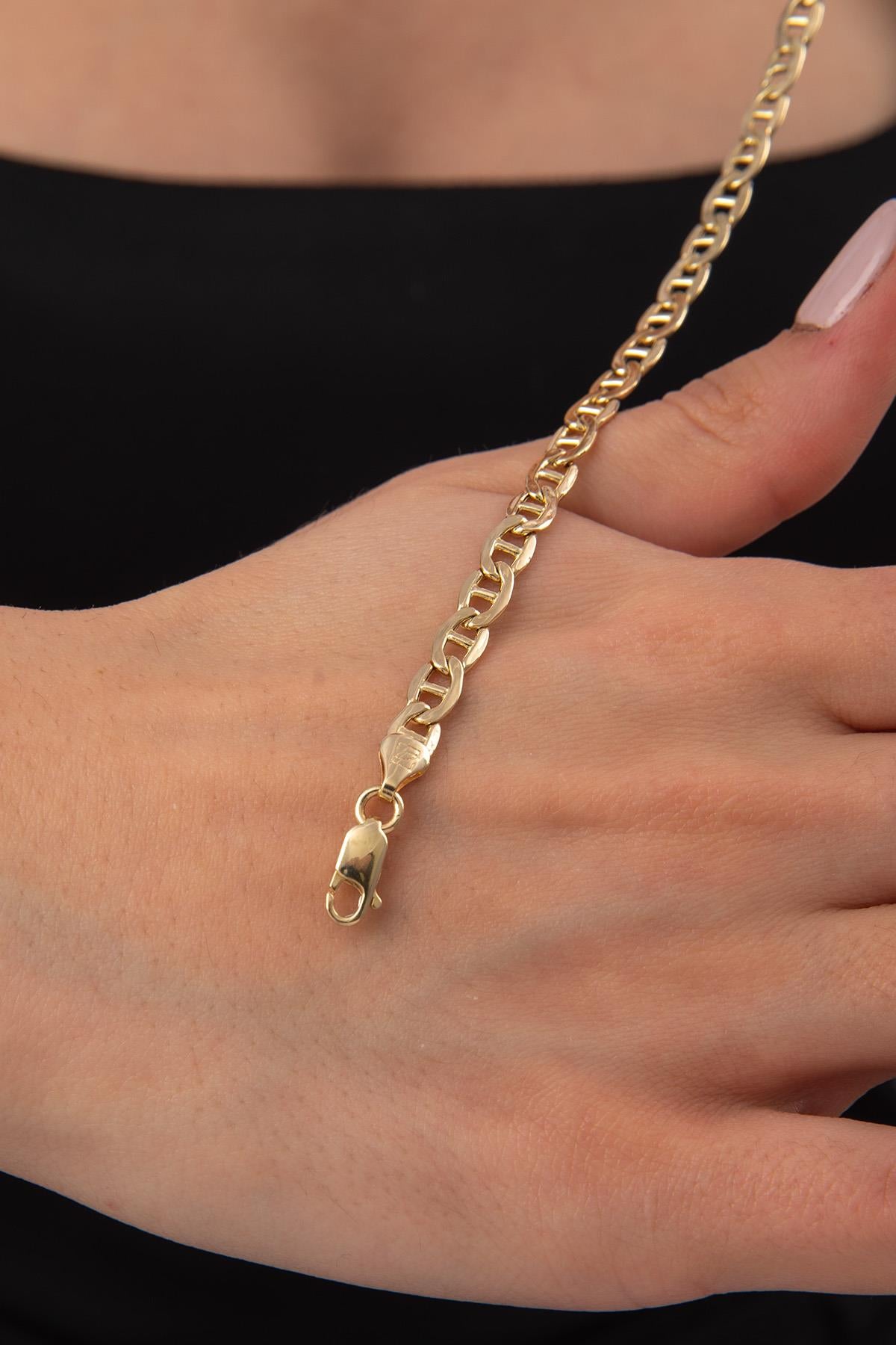 14K Gold Flat Mariner Bracelet 0.196 inch