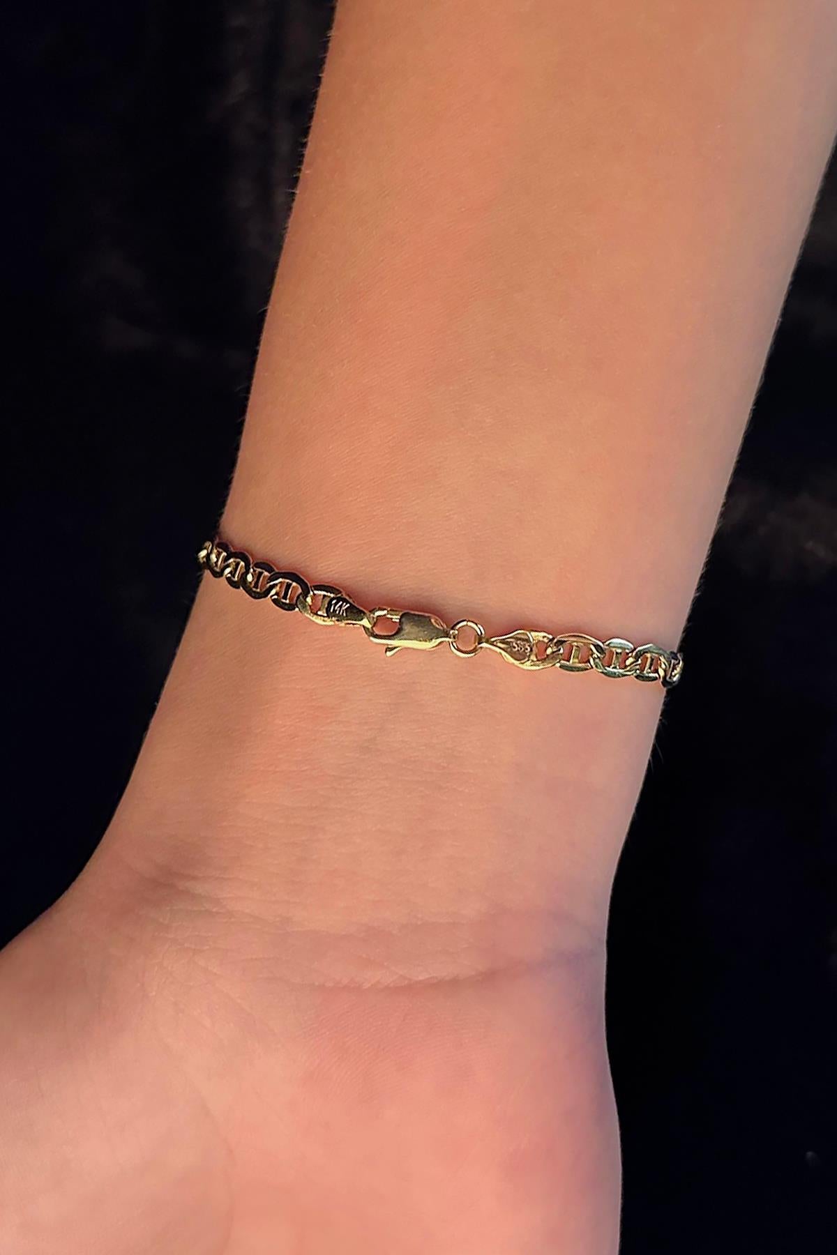 14K Gold Flat Mariner Bracelet