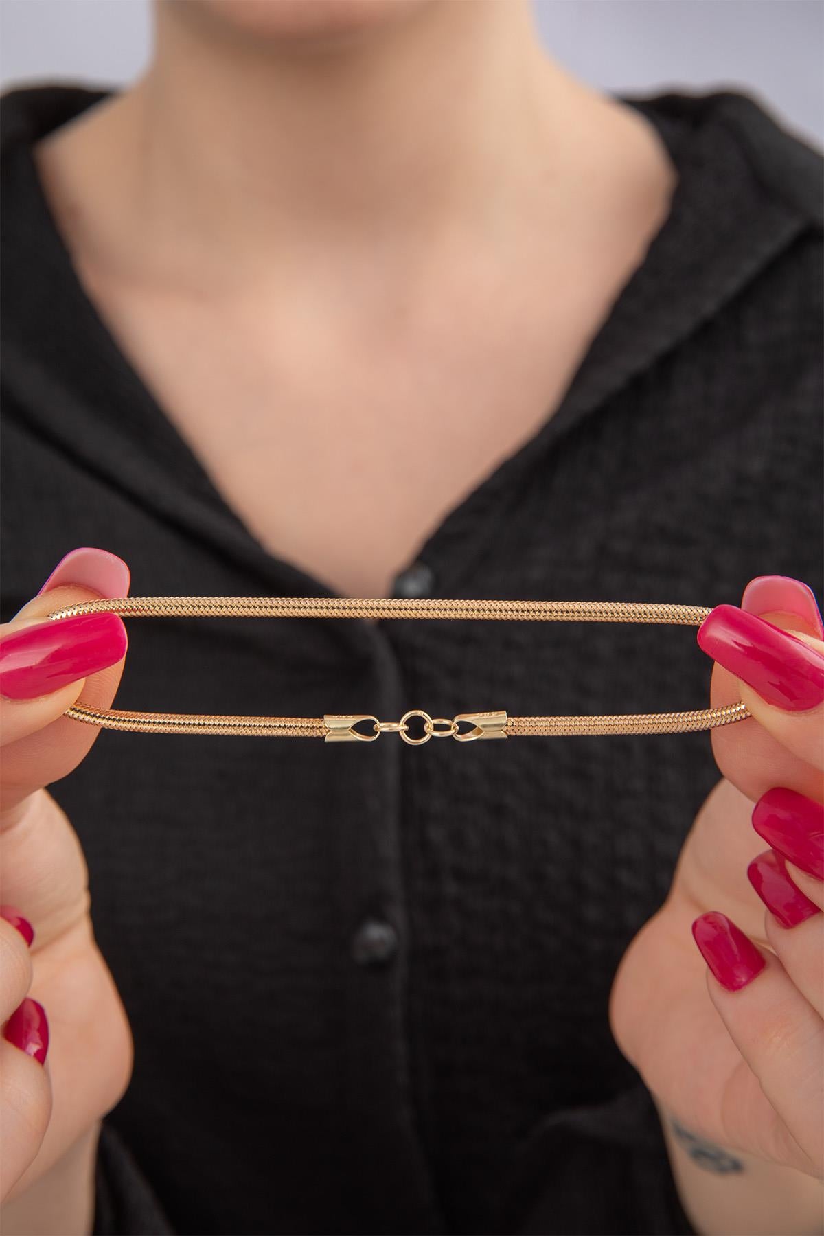 14k Solid Gold Flexible Italian Bracelet, 3mm Mesh Chain, Adjustable Gold Bangle, Real Gold Stacking Bracelet, Gift for Her