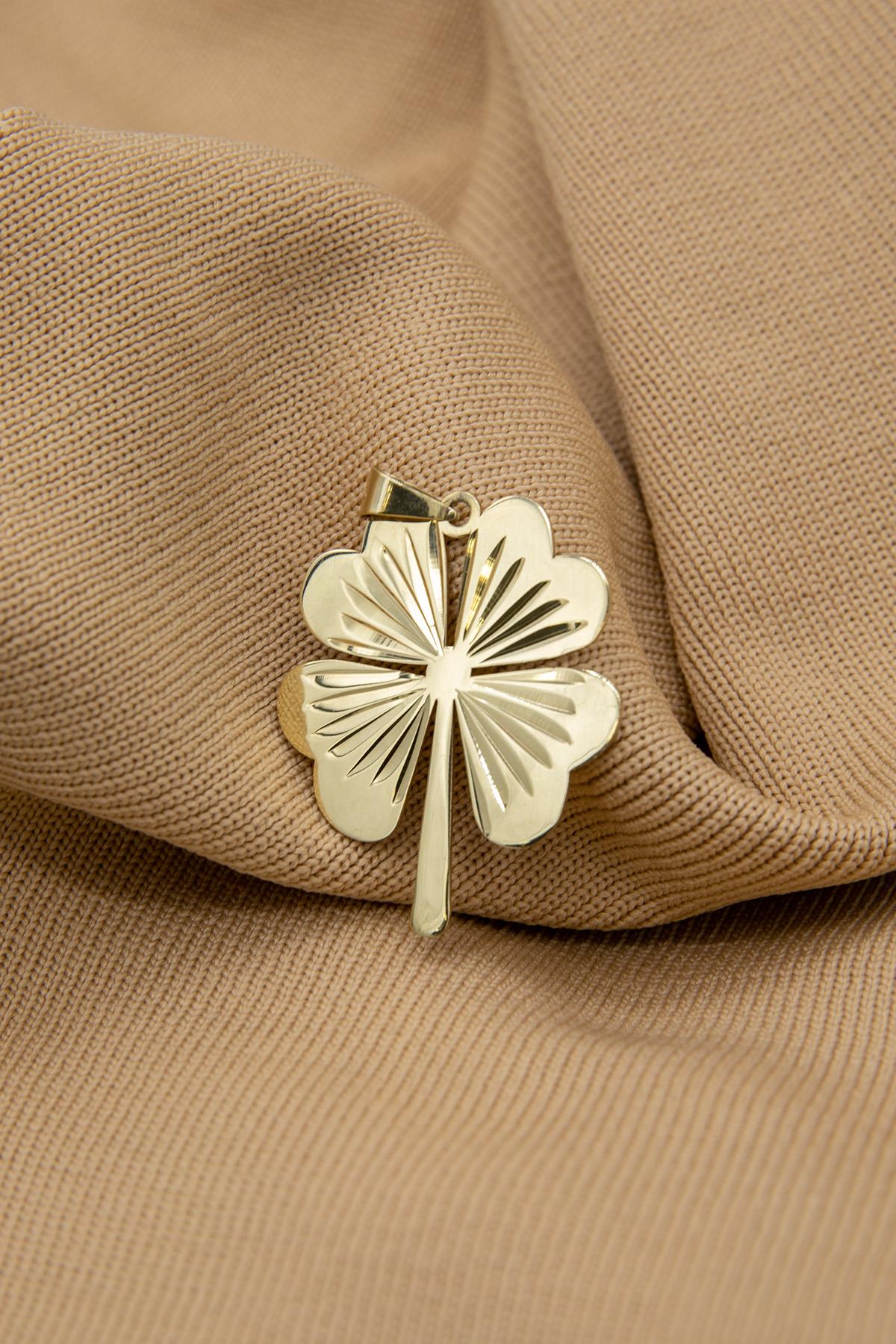 14K Gold Four Leaf Clover Charm
