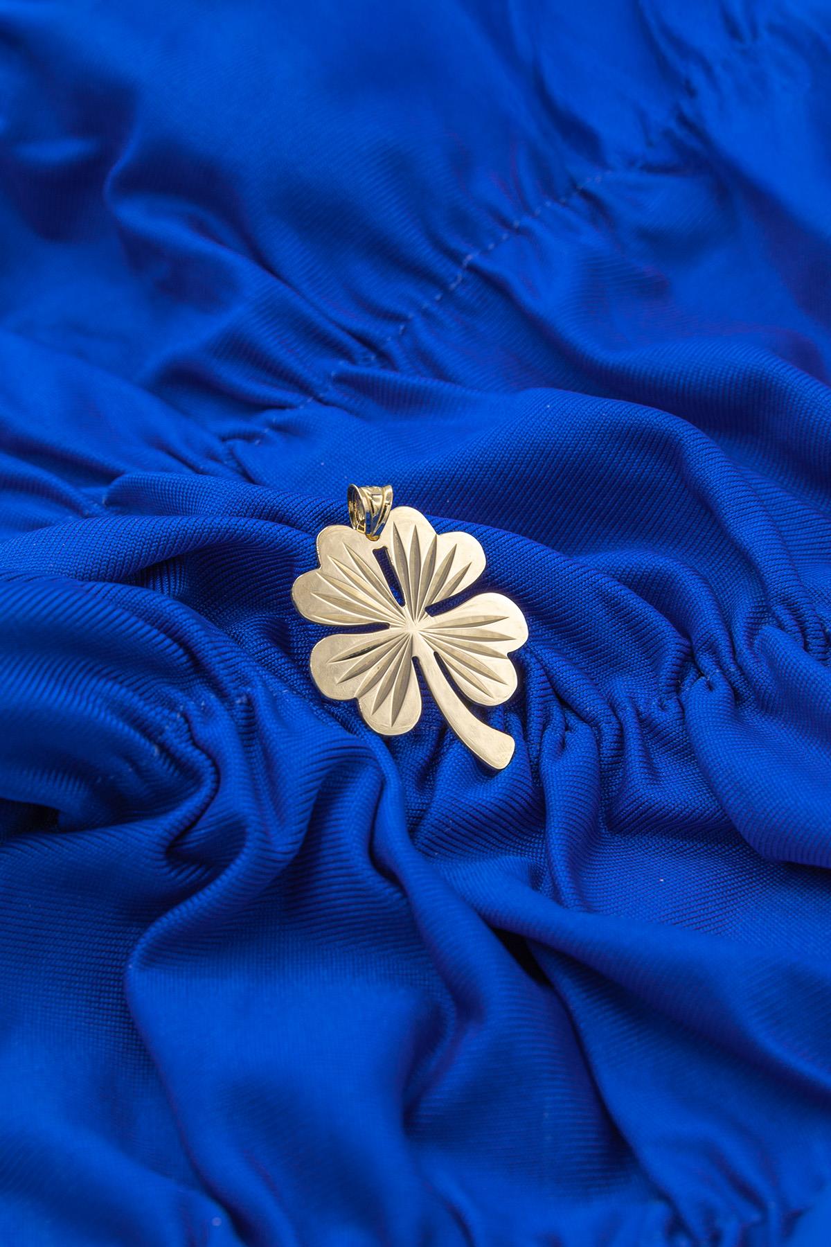 14K Gold Four Leaf Clover Charm