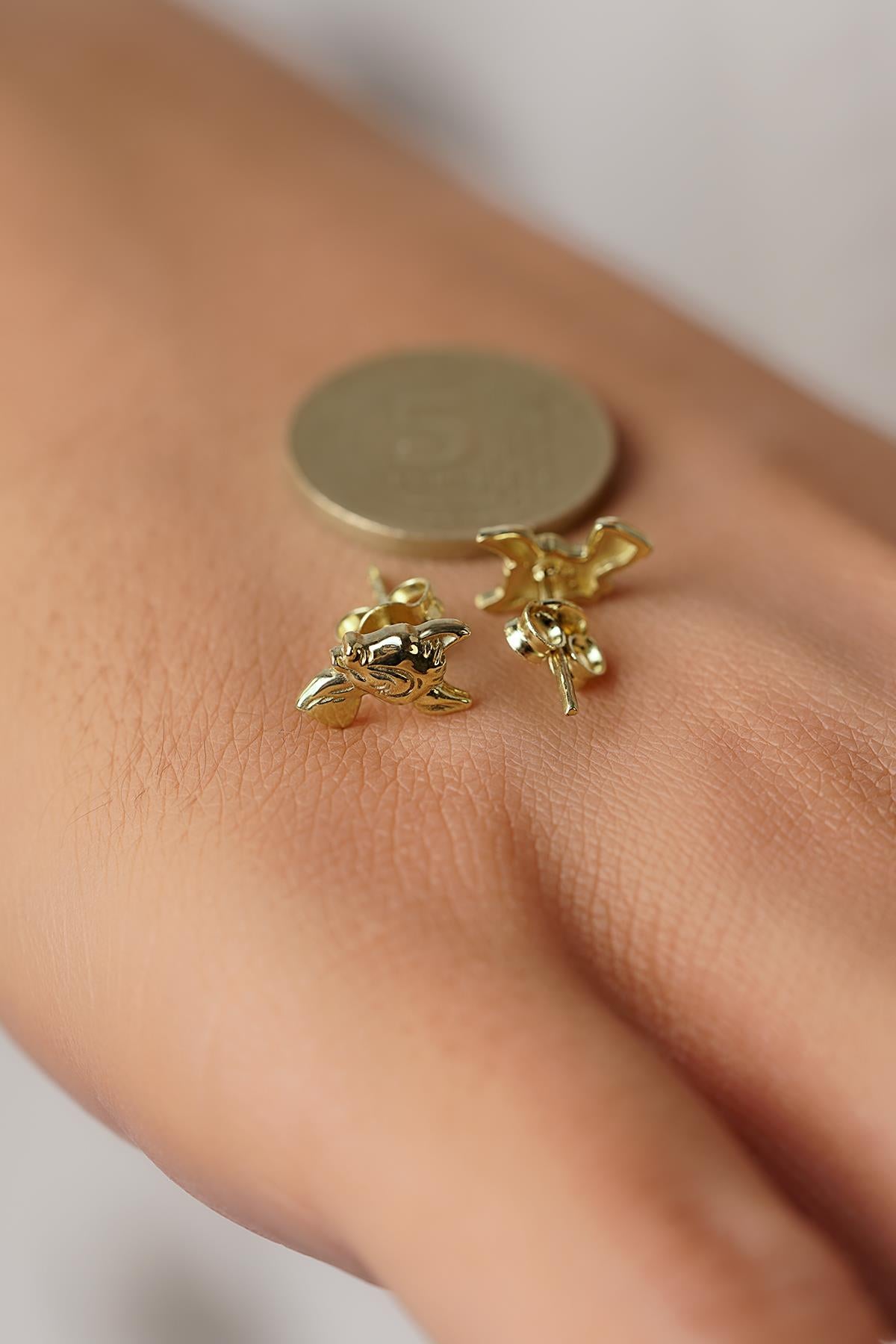 14K Gold Gazelle/Deer Stud Earrings