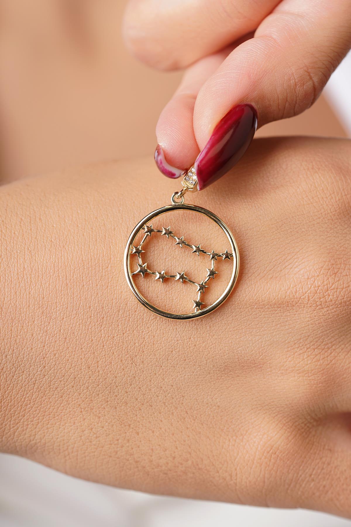 14K Gold Gemini Zodiac Constellation Pendant