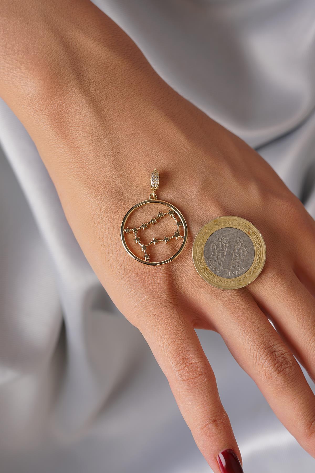 14K Gold Gemini Zodiac Constellation Pendant