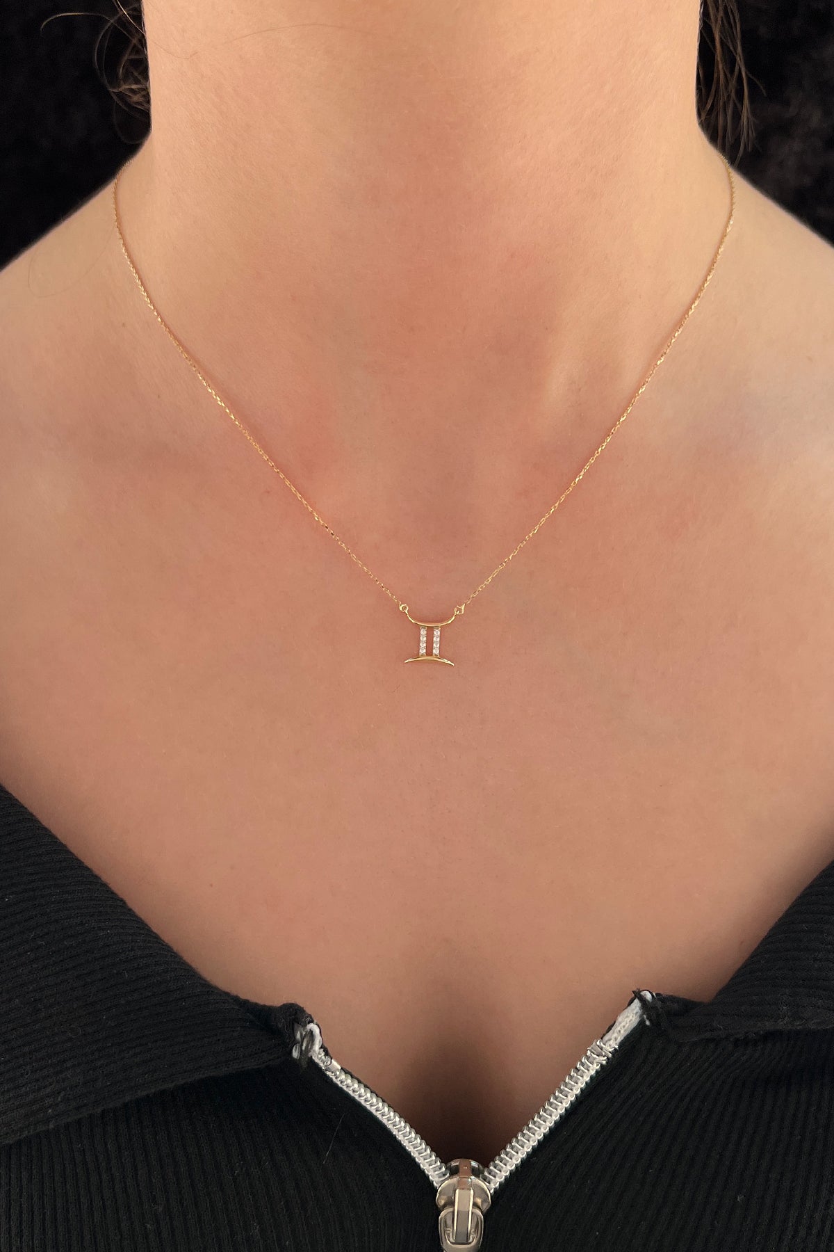 14K Gold Gemini Zodiac Sign Necklace