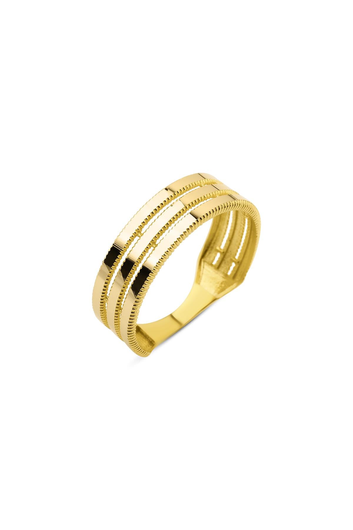14K Gold Gleaming 3 Spiral Ring