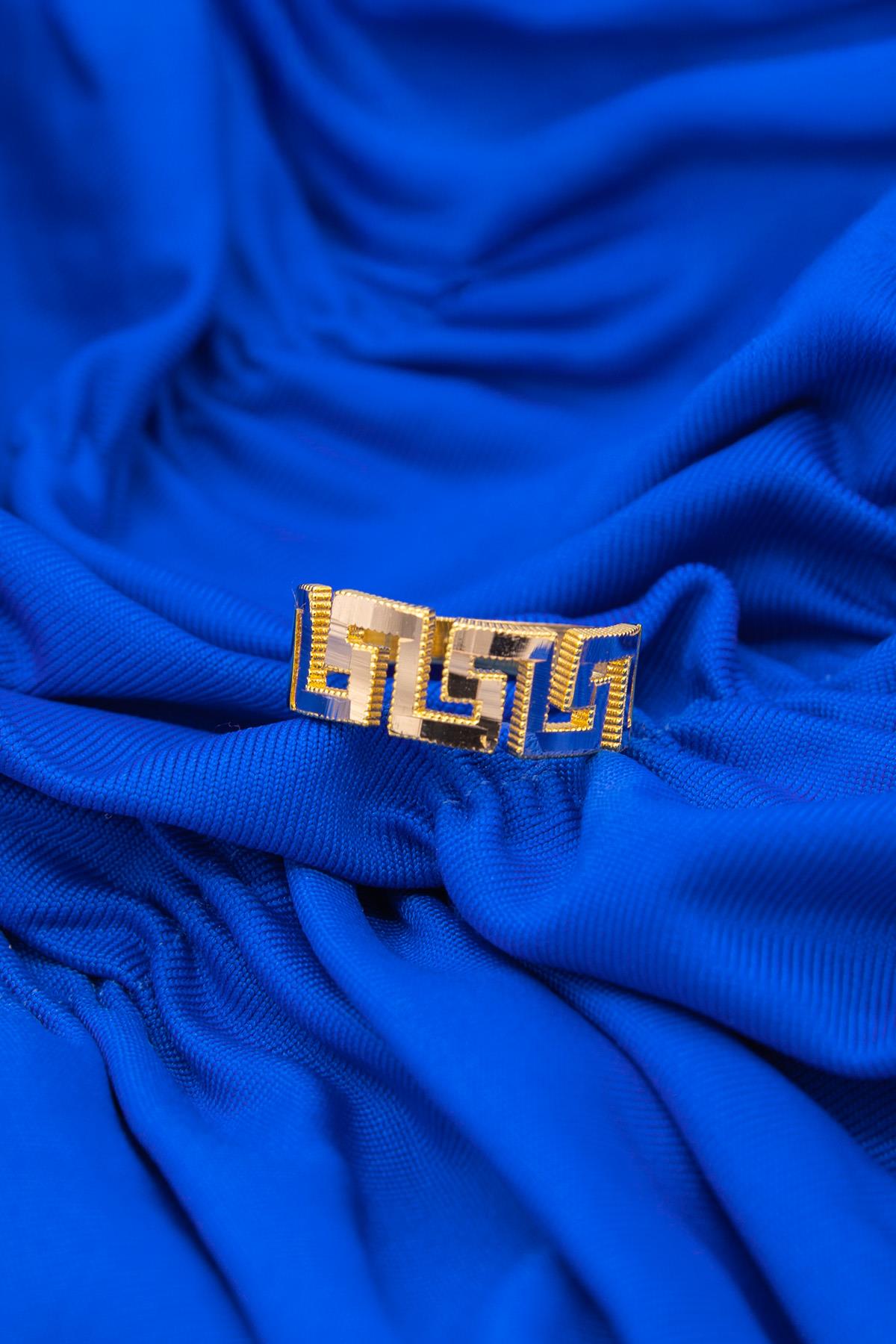 14K Gold Gleaming Greek Key Ring