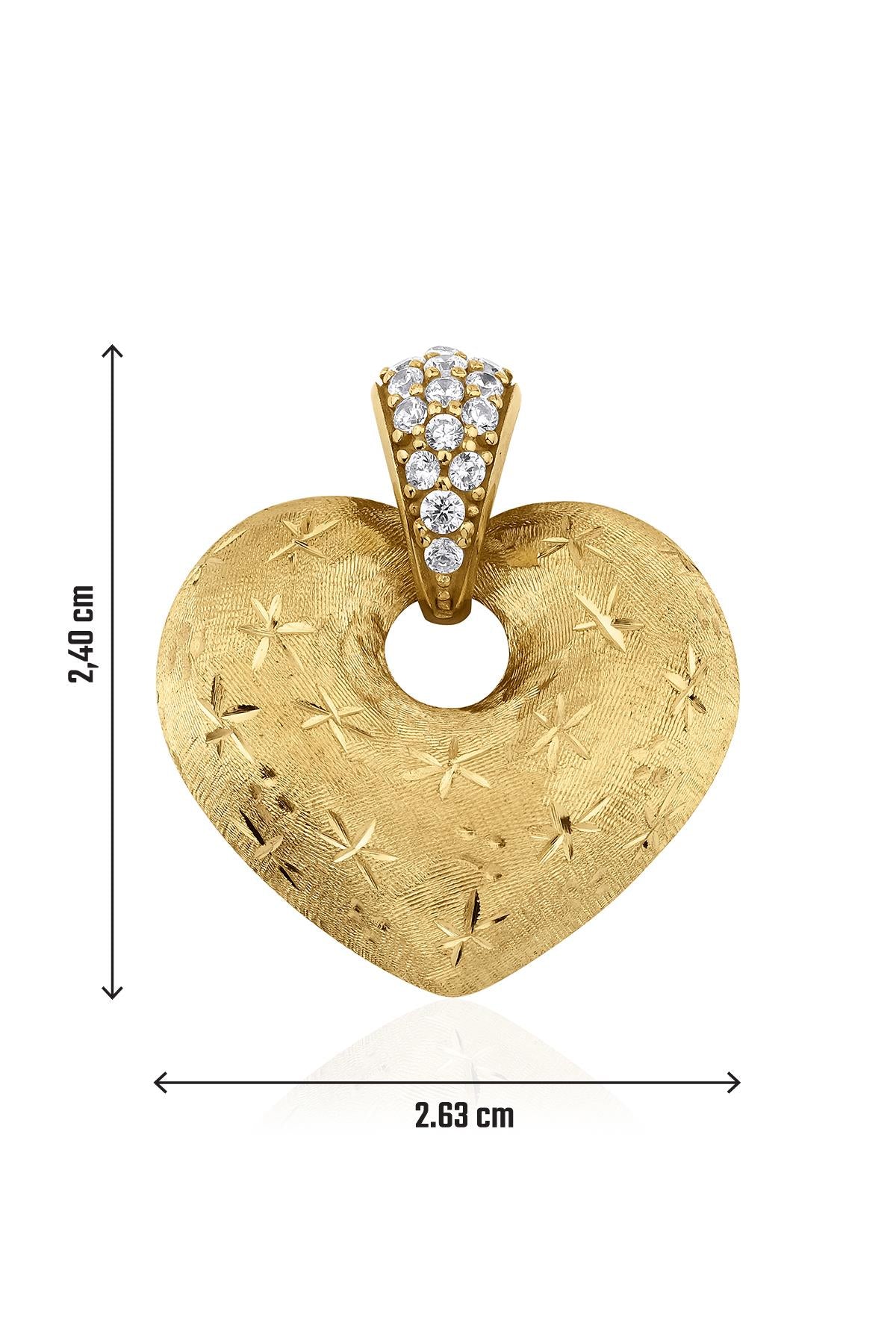 14K Solid Gold Glowing Heart Pendant