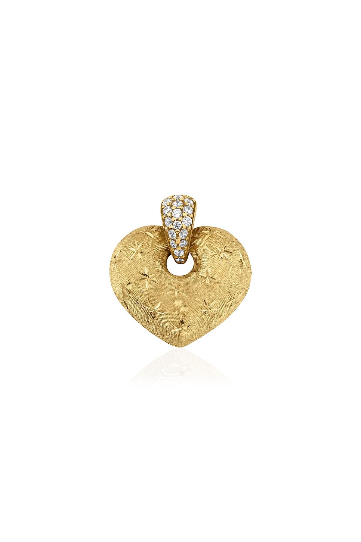 14K Solid Gold Glowing Heart Pendant