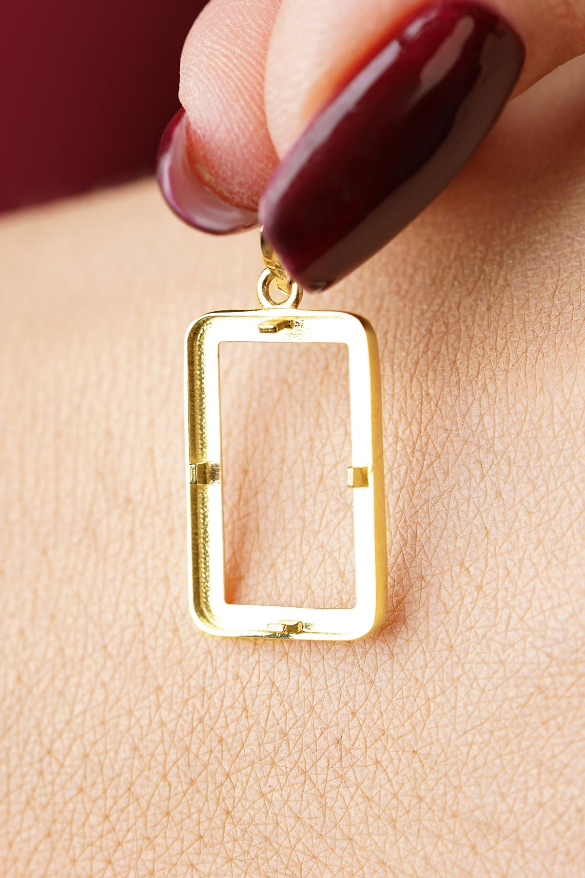 14K Gold Gram Gold Coin Frame Pendant