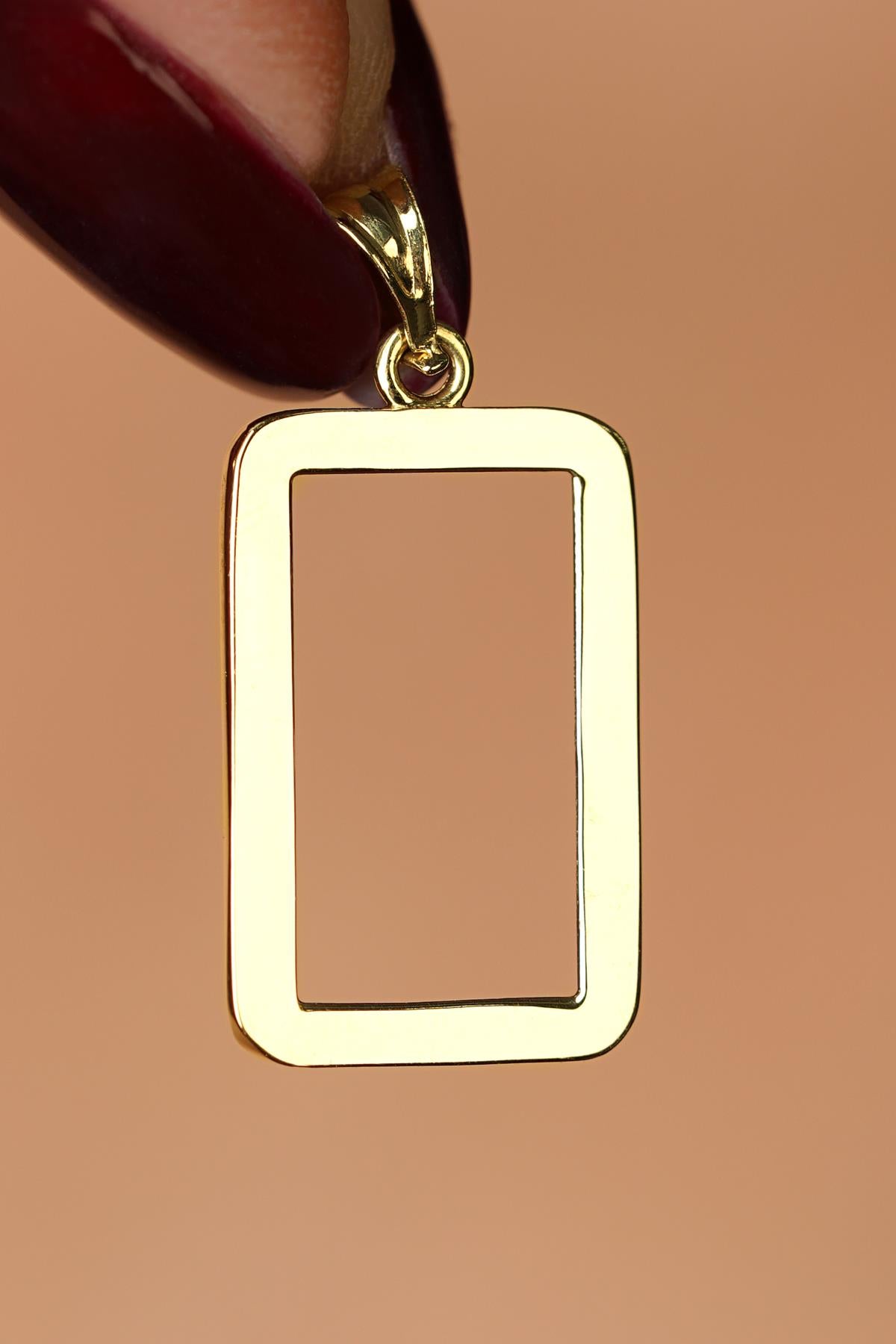 14K Solid Gold Gram Gold Coin Frame Pendant