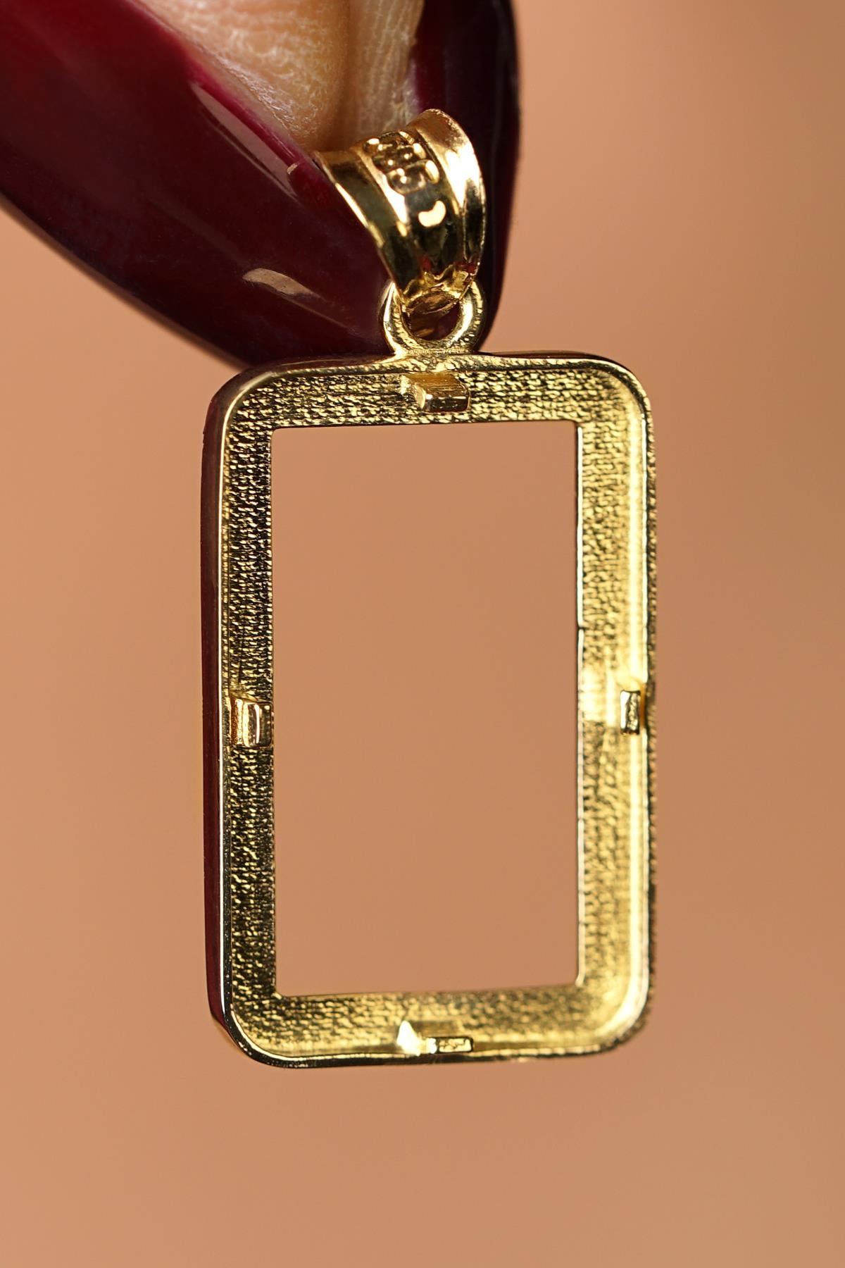 14K Solid Gold Gram Gold Coin Frame Pendant