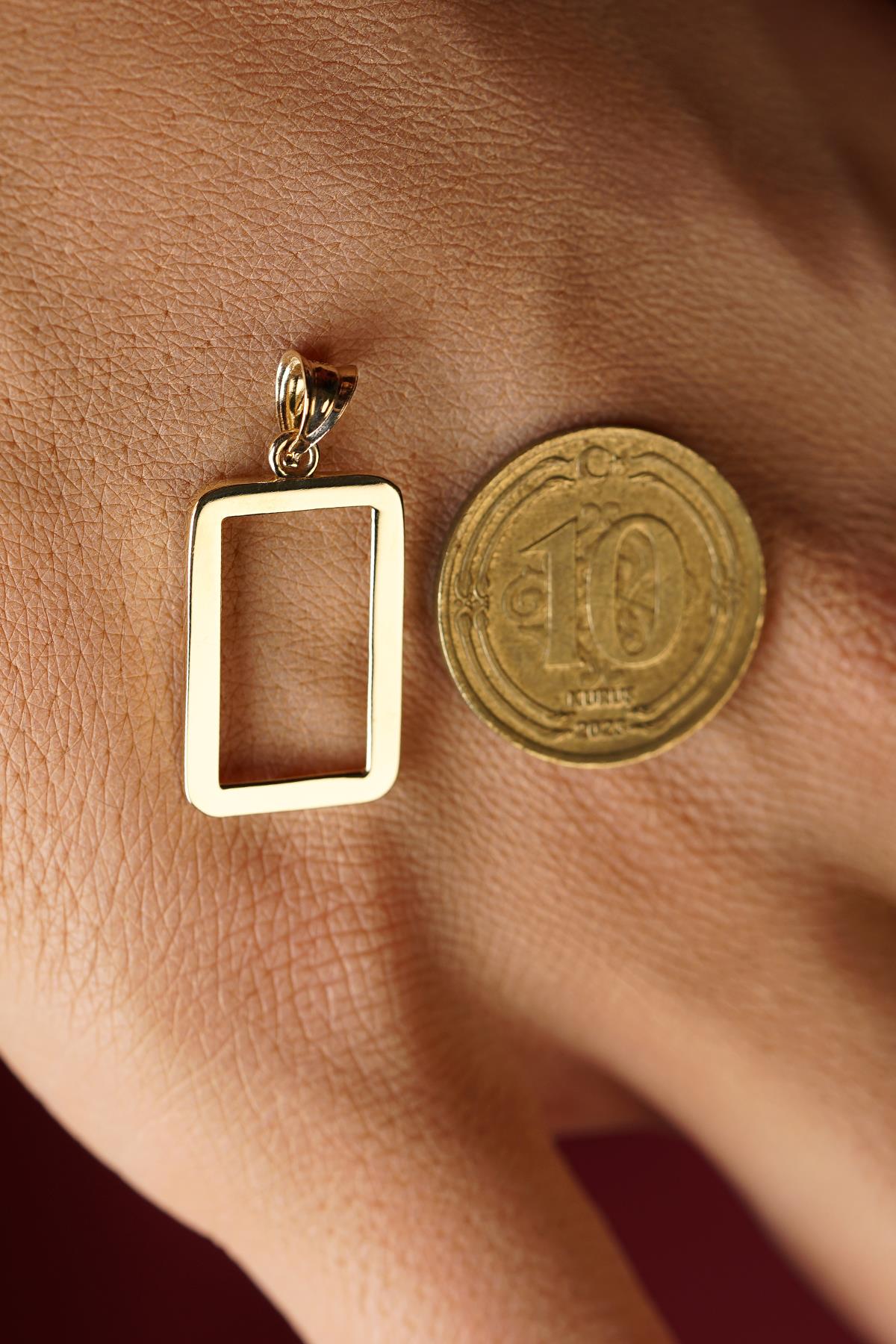 14K Solid Gold Gram Gold Coin Frame Pendant