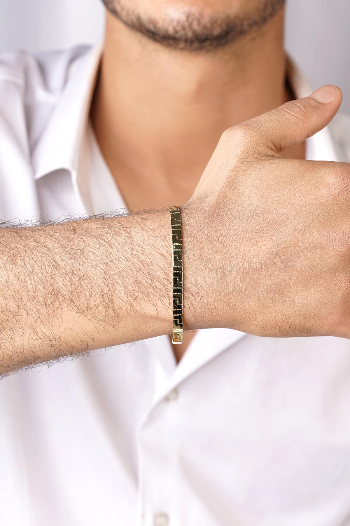 14K Solid Gold Greek Key Bracelet