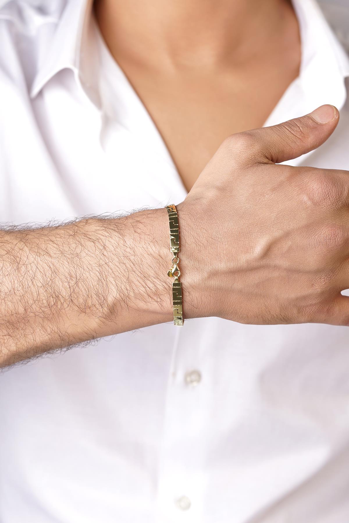 14K Solid Gold Greek Key Bracelet
