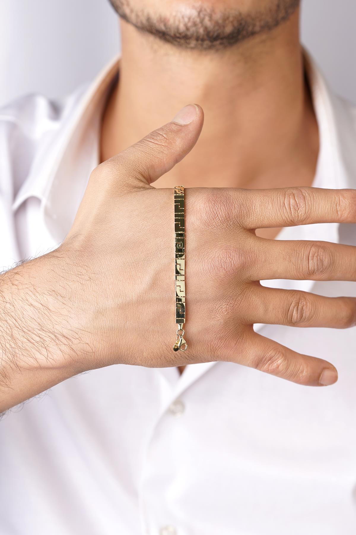 14K Solid Gold Greek Key Bracelet