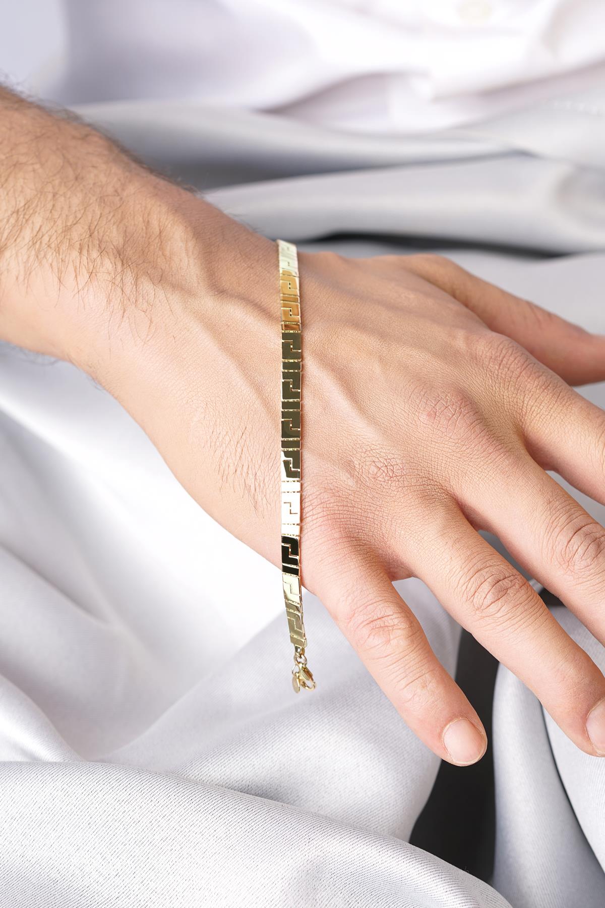 14K Solid Gold Greek Key Bracelet