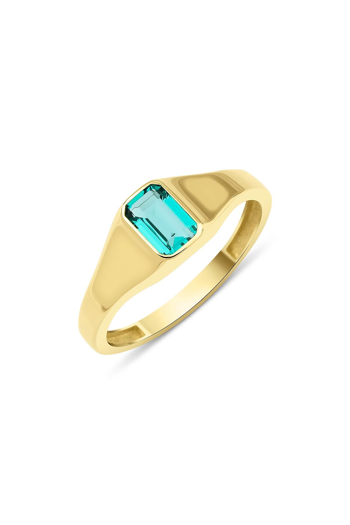 14K Gold Green Solitaire Ring